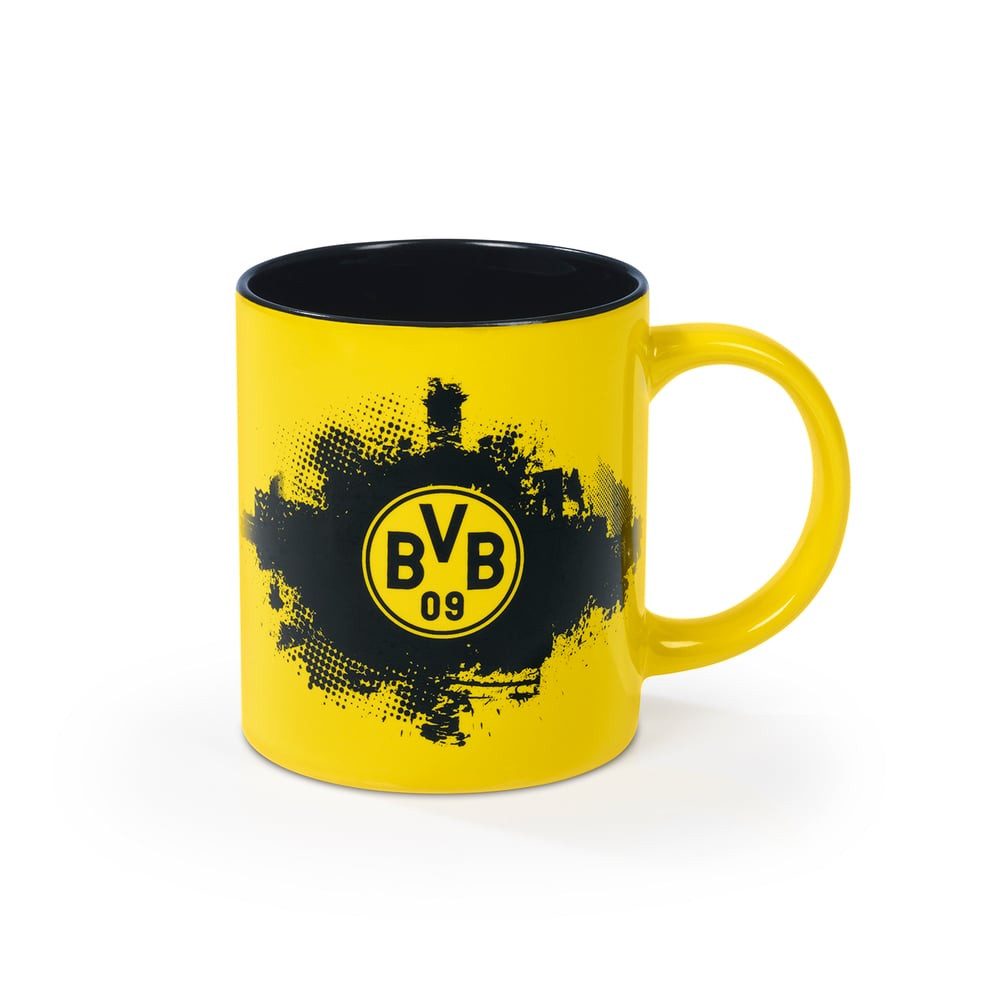 BVB Becher BVB Kaffeebecher 350 ml schwarz/gelb mit Logo, Keramik, Kaffeebecher mit BVB-Logo