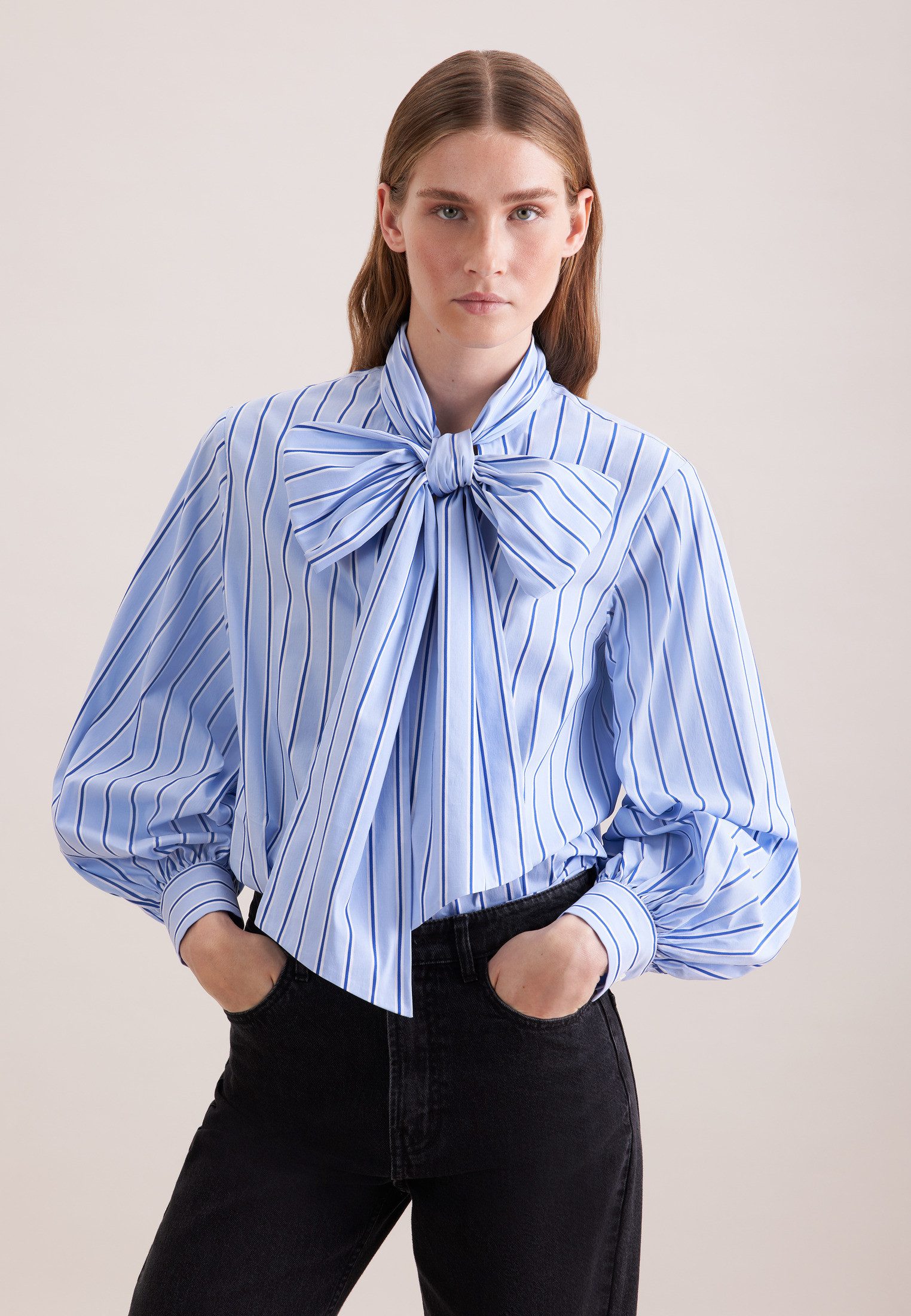 seidensticker Schluppenbluse 1/1 Binderkragen Gestreift