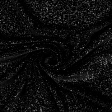 SCHÖNER LEBEN. Stoff Bekleidungsstoff Samtstoff Stretchsamt Glitzer schwarz silber 1,5m, mit Metallic-Effekt
