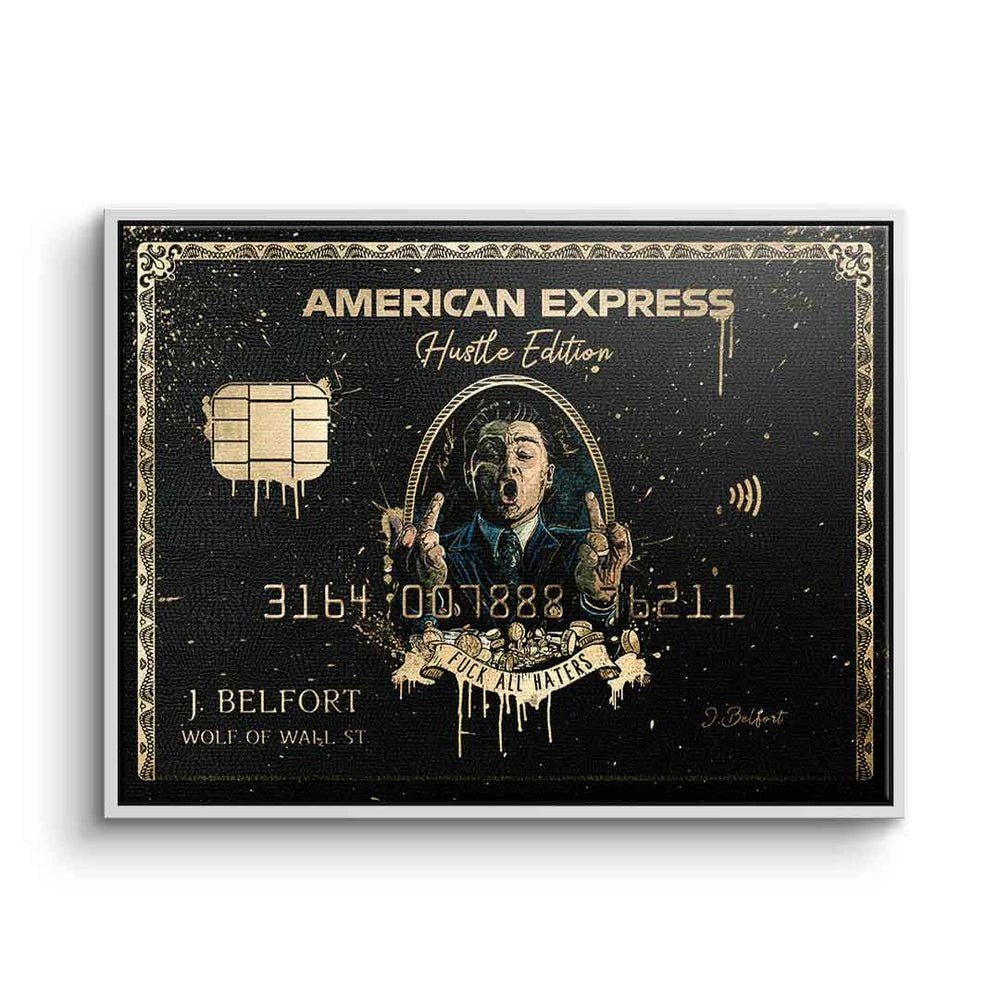 Rahmen Street Amex schwarz Edition Wall Leinwandbild, Leinwandbild DOTCOMCANVAS® Express Grün, Hustle American weißer
