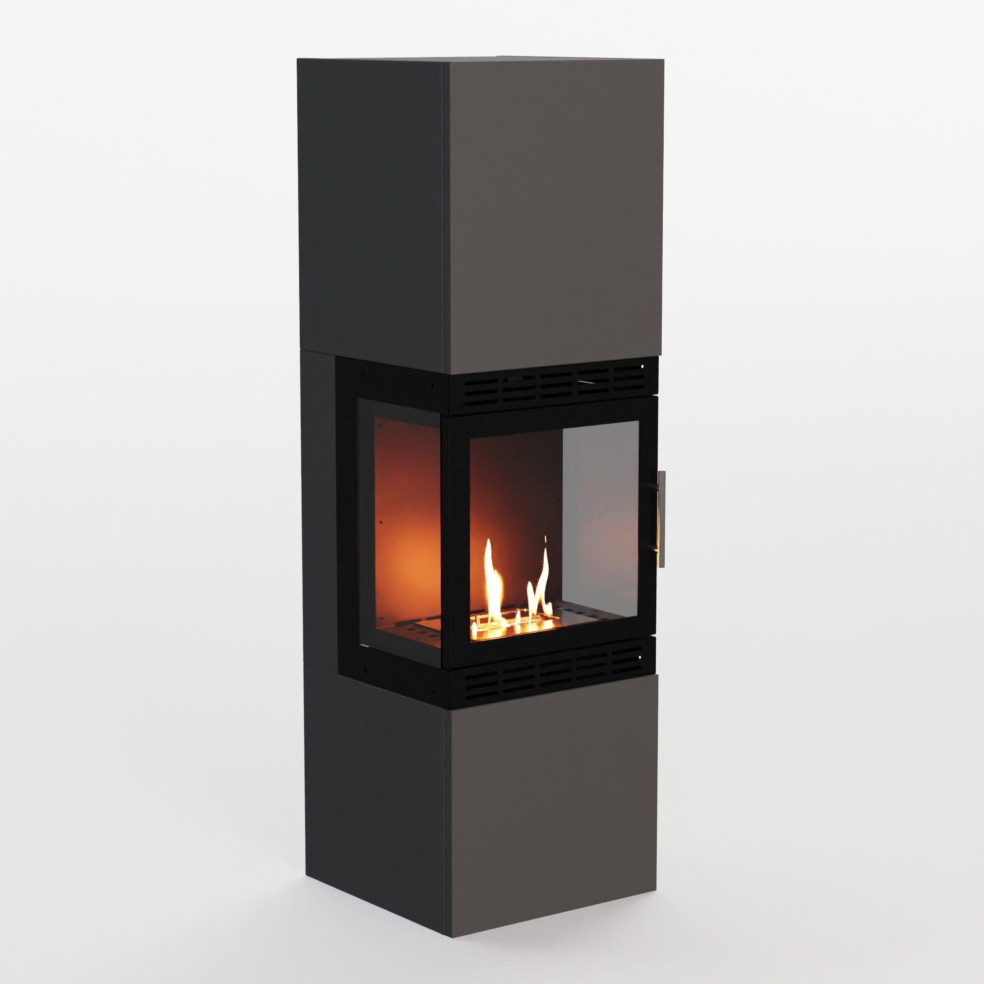 GLOW FIRE Echtfeuer-Dekokamin Lillesand Hoch Vision Ethanol Kamin, Bioethanol Kamin, 3h Brenndauer, Heizleistung mit 2KW