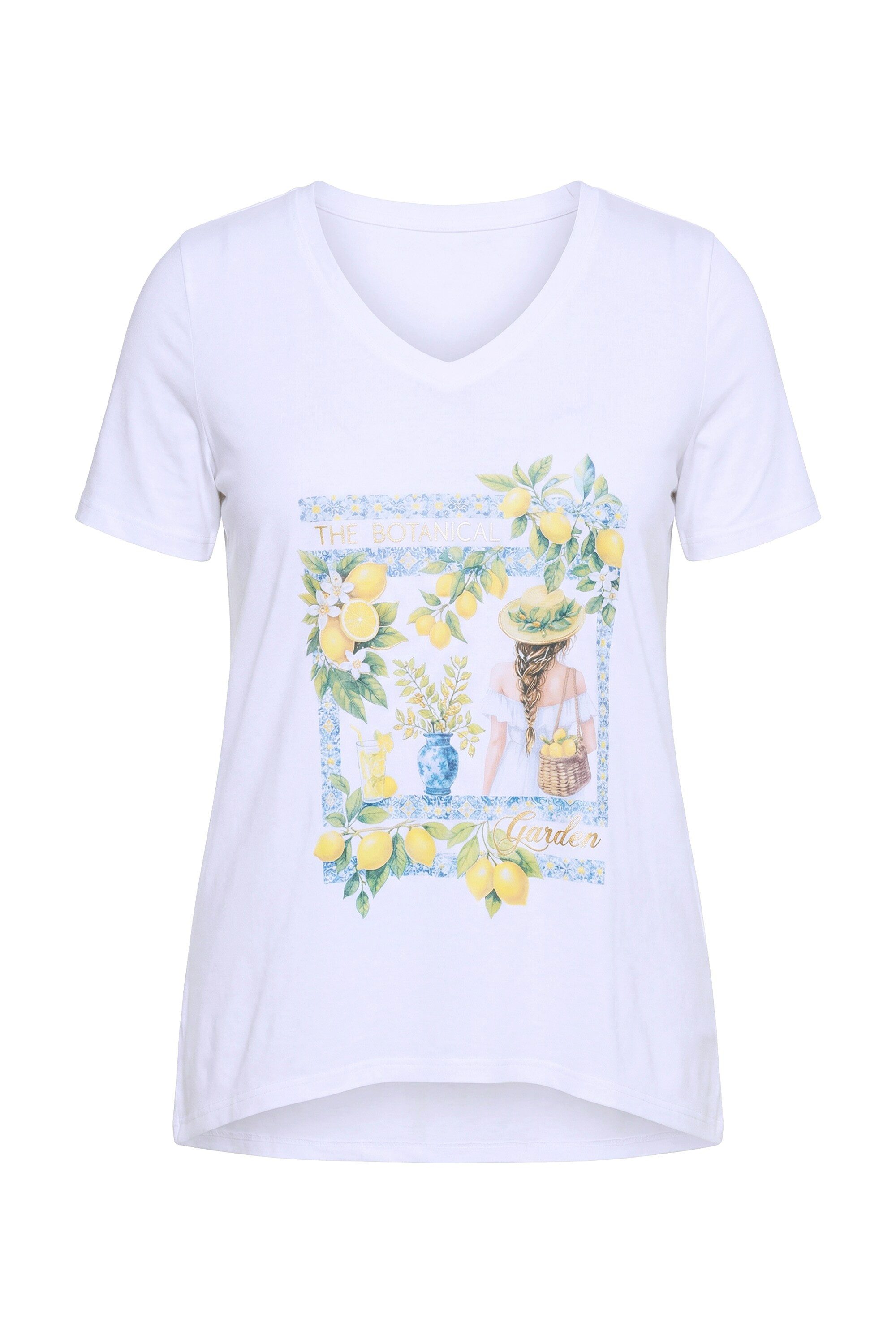 T-Shirt T-Shirt A-Linie Zitronen-Motiv Halbarm