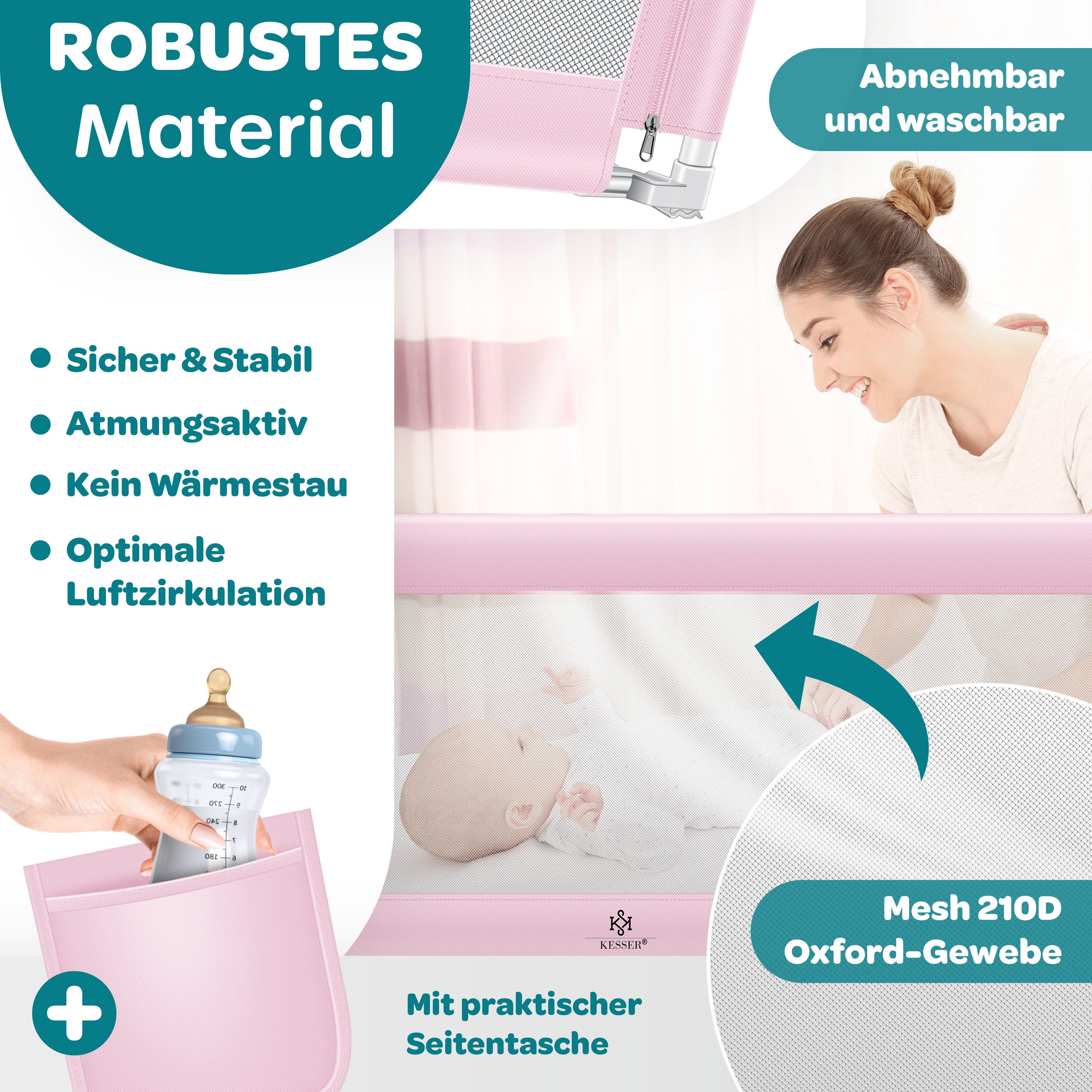 KESSER Bettschutzgitter, Bettgitter Bettschutzgitter Kinderbettgitter für Kinder Baby