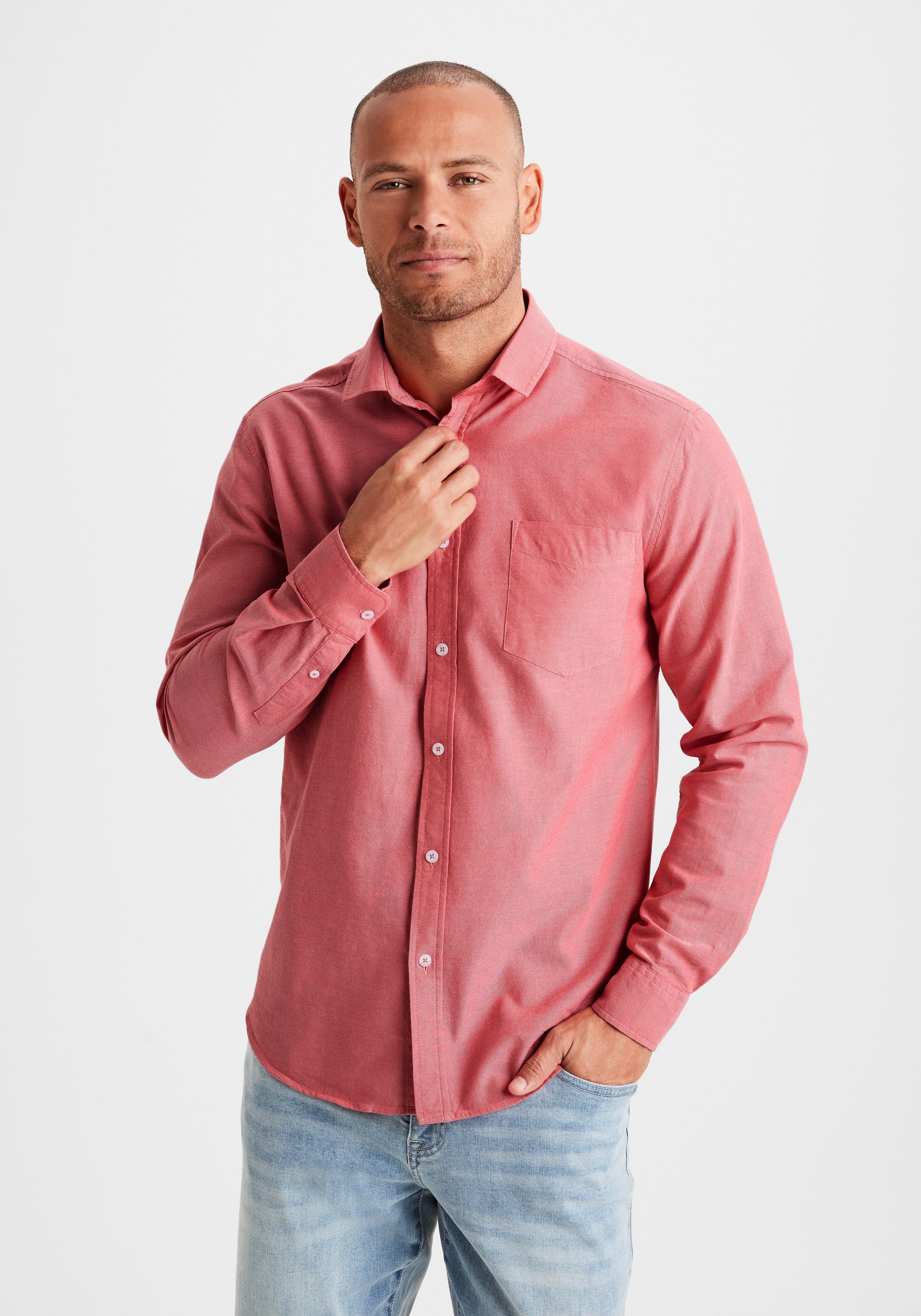 H.I.S Langarmhemd mit Kentkragen, Oxford-Qualität aus reiner Baumwolle