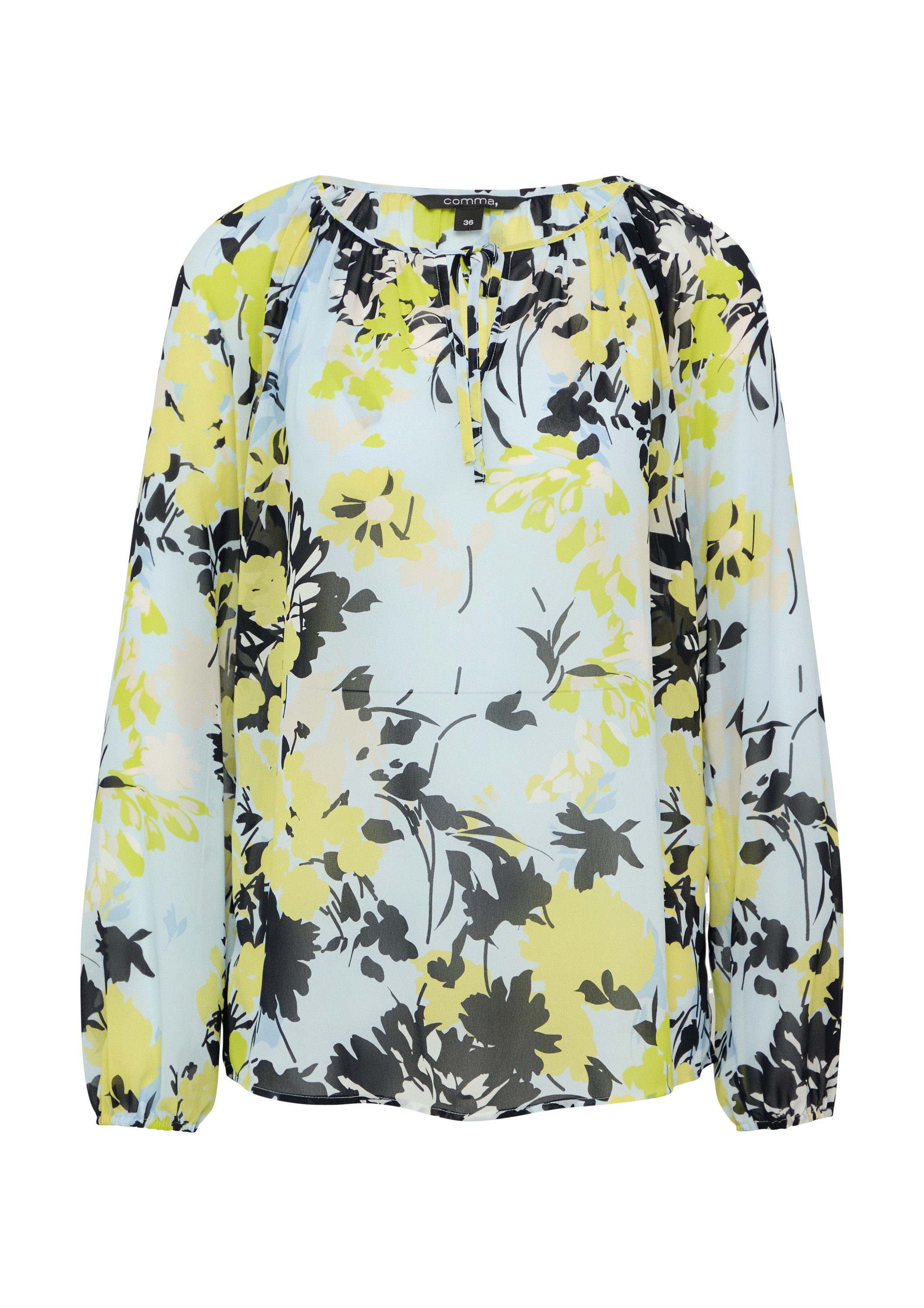 comma Langarmbluse Bluse Semi-transparente Chiffon-Bluse mit Schleifen-Deta günstig online kaufen