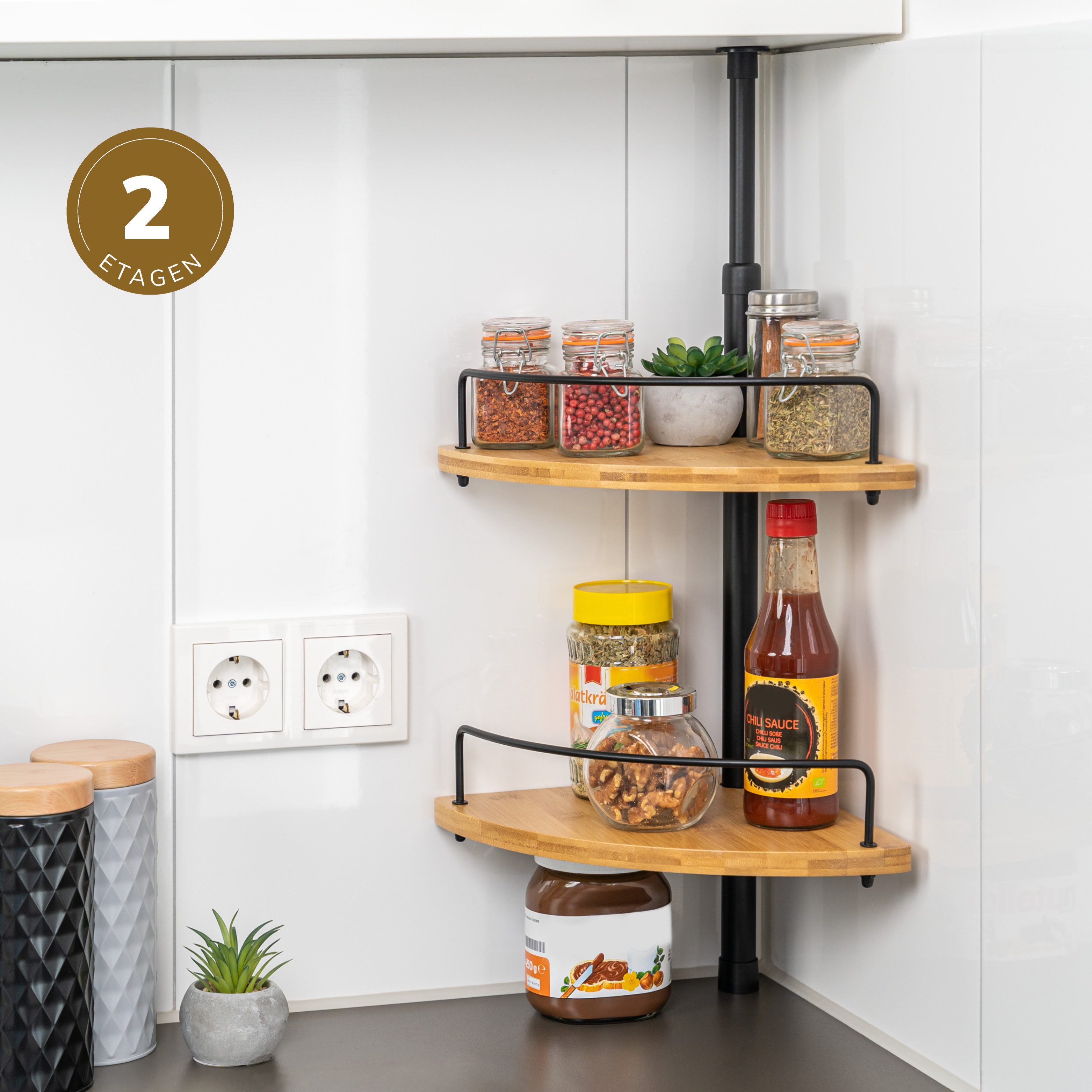 bremermann Eckregal Teleskop-Eckregal, Teleskopgewürzregal, 2 Regale, Bambu günstig online kaufen