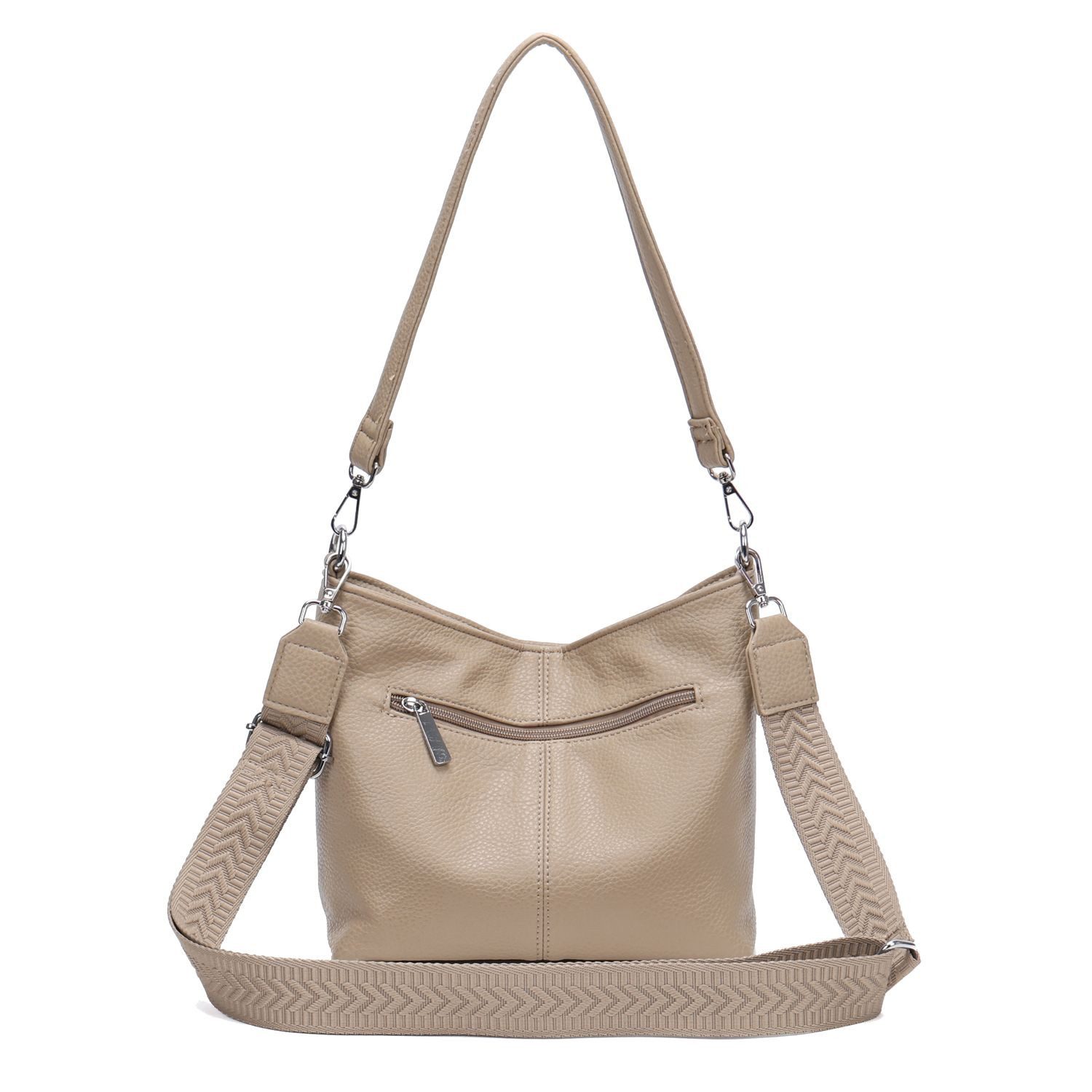 ITALYSHOP24 Schultertasche DAMEN TASCHE SHOPPER Hobo Bag Reise Freizeit Urlaub Leder Optik leicht (Spar-Set: Tasche mit 2 Gürtel, Zusatz Muster Stoffgurt Umhängeband), Handtasche Crossbody Umhängetasche Beuteltasche Crossover BodyBag