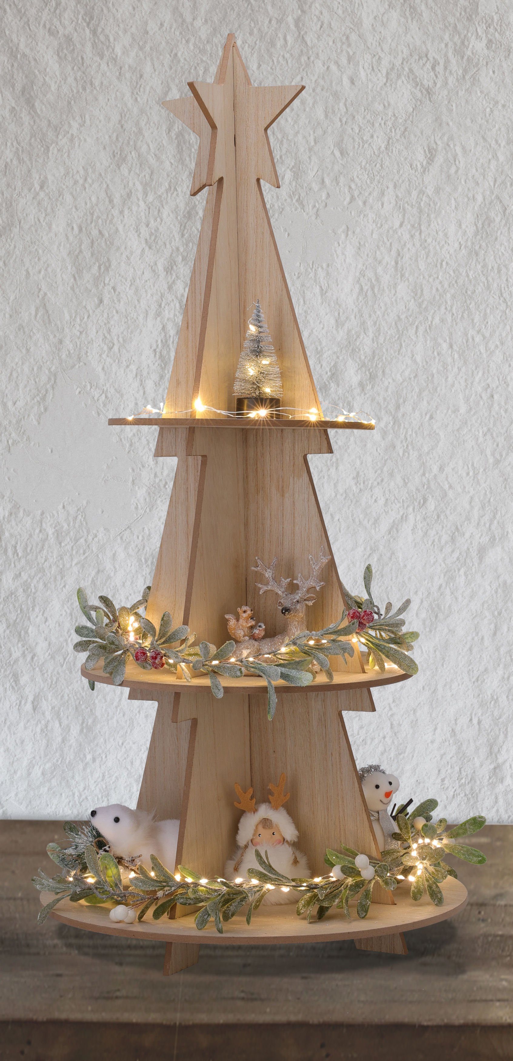 Weihnachtspyramide Deko 60cm Etagere Stern mit Weihnachts Etagen, XXL mit Spetebo Weihnachtsbaum Holz Pyramide Spitze 3