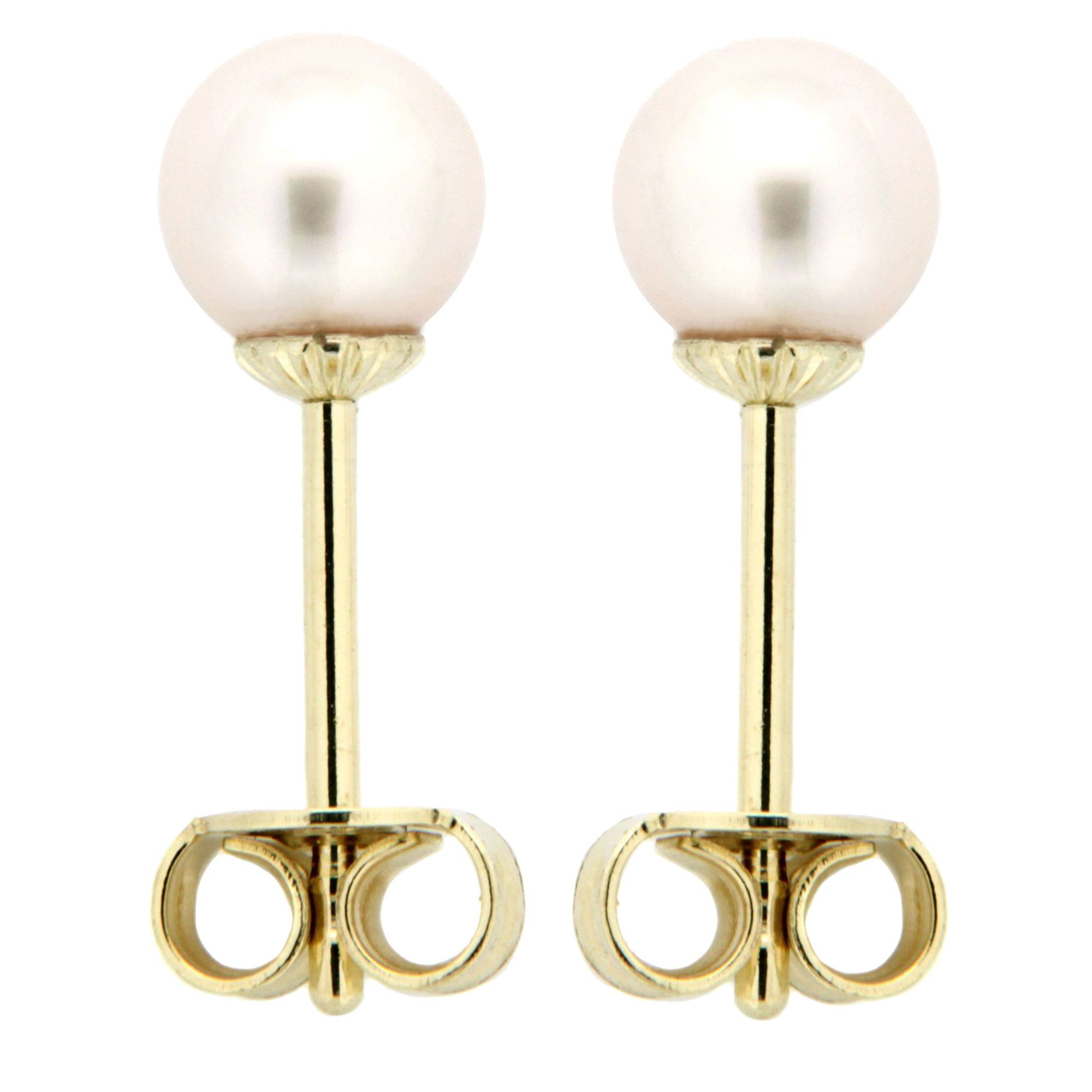 Orolino Paar Ohrstecker 585/- Gelbgold Akoya Zuchtperle weiss Rund