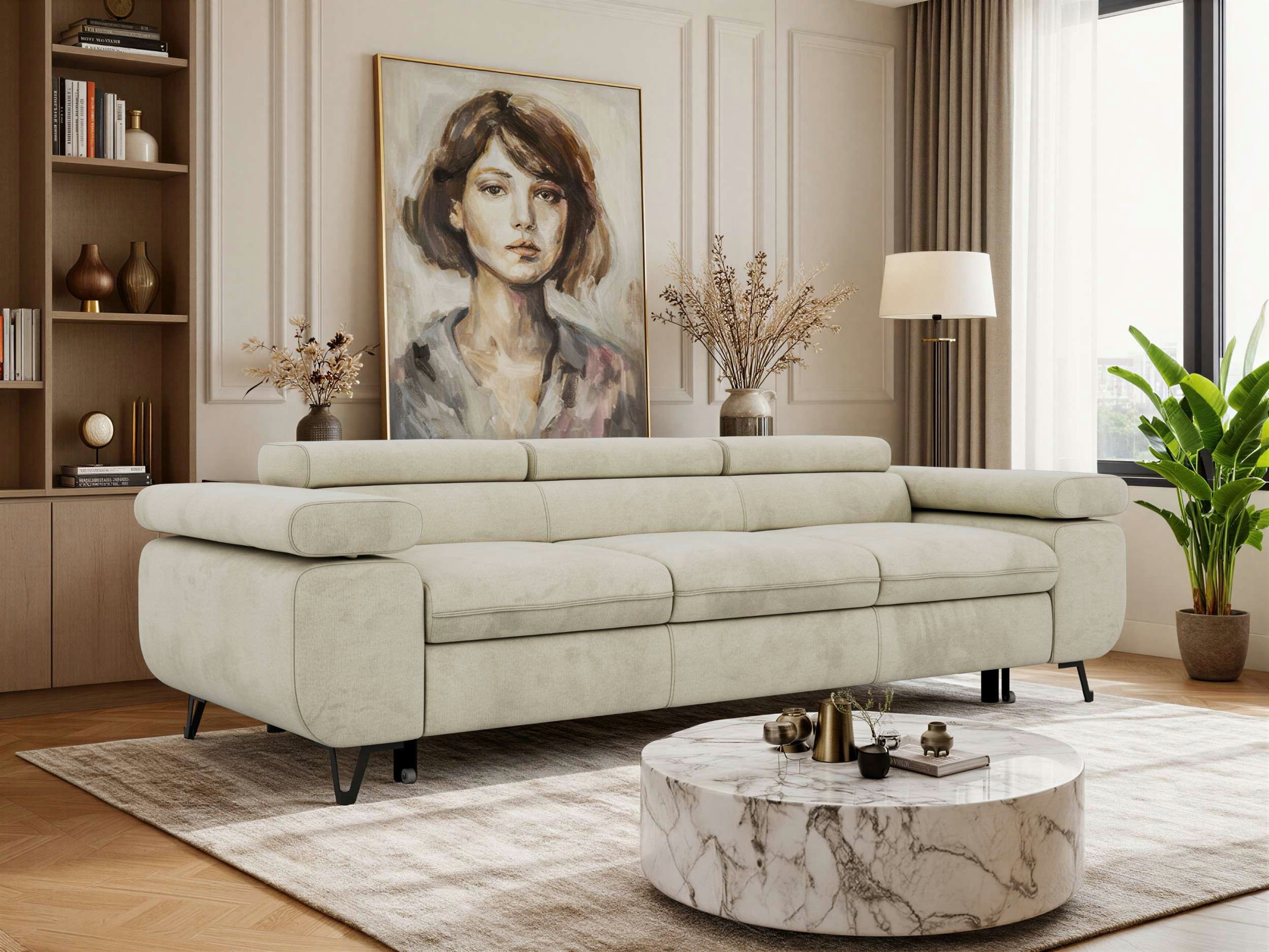 MKS MÖBEL Sofa PETER, 3-Sitzer Sofa, Sofa mit verstellbarer Rückenlehne, Schlaffunktion