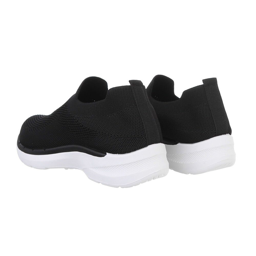 Low Damen Schwarz Sneaker Low-Top Ital-Design in Freizeit Flach Sneakers