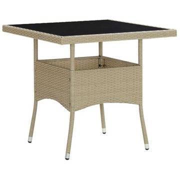 vidaXL Garten-Essgruppe 3-tlg. Garten-Essgruppe Beige Poly Rattan und Glas, (3-tlg)