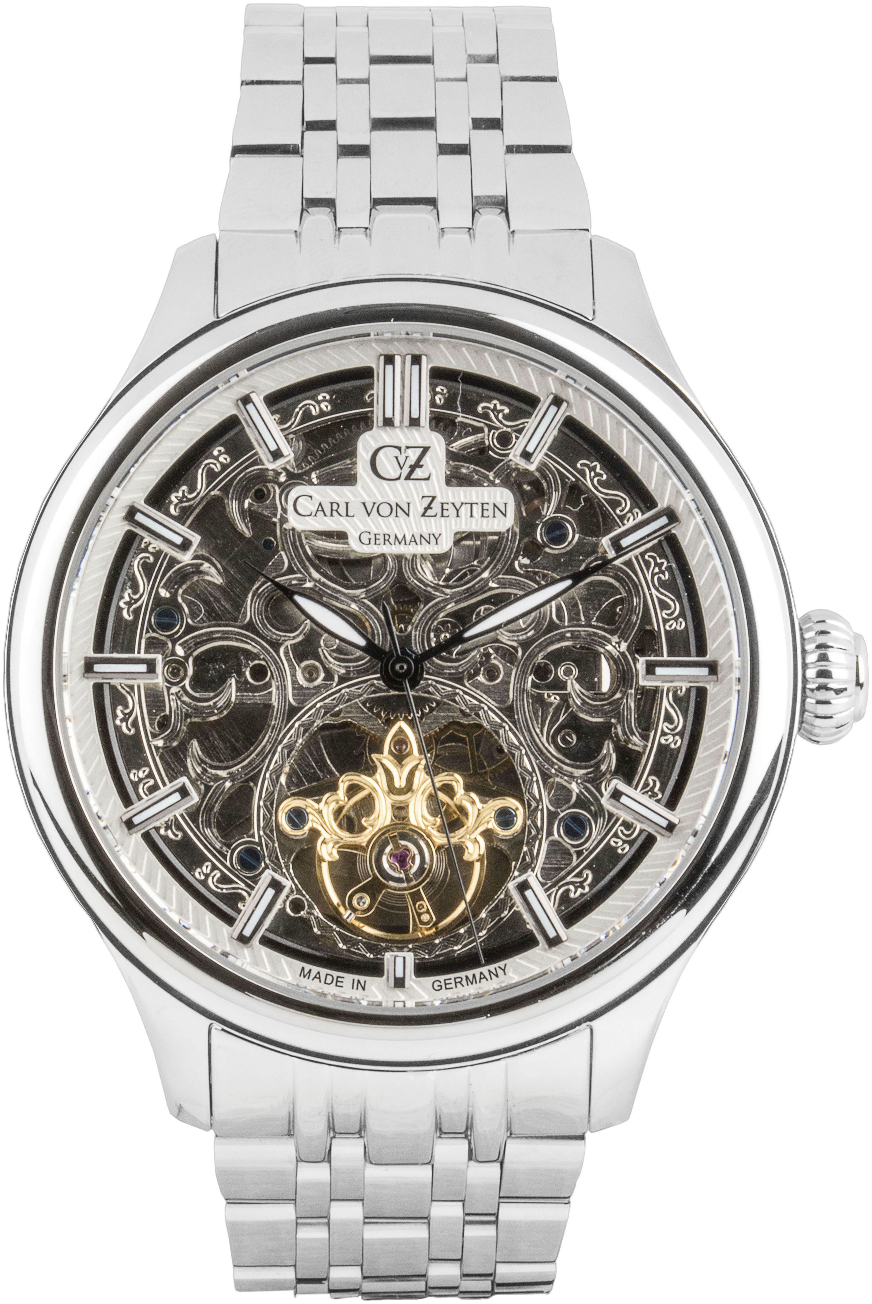 Carl von Zeyten Automatikuhr St. Georgen CVZ0014WHMS, Armbanduhr, mechanische Uhr, Herrenuhr, Made in Germany