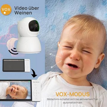 VSIUO Video-Babyphone Video Babyphone mit Kamera, 5.0" Digital LCD Bildschirm, 5000 mAh, Babymonitor mit VOX modus, Nachtsicht, Temperatursensor, Schlaflieder, Zwei-Wege-Audio, Gegensprechfunktion, 720P IPS-Bildschirm, 2.4GHZ FHSS-Verschlüsselungstechnologie
