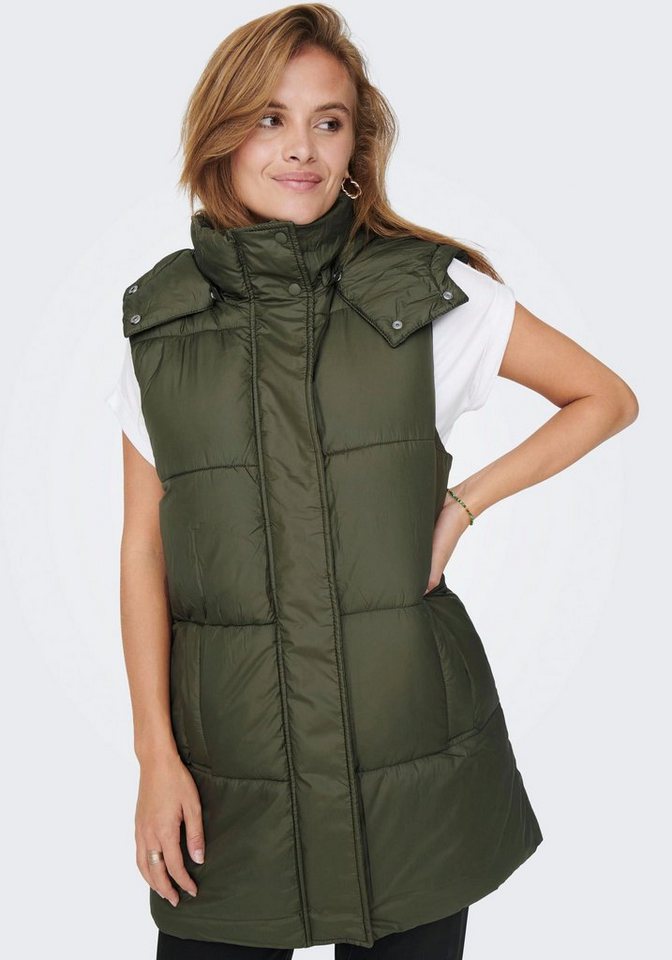 ONLY Steppweste ONLDEMY PADDED WAISTCOAT OTW NOOS, Das Model trägt Größe S  - Länge: 86 cm in Größe S