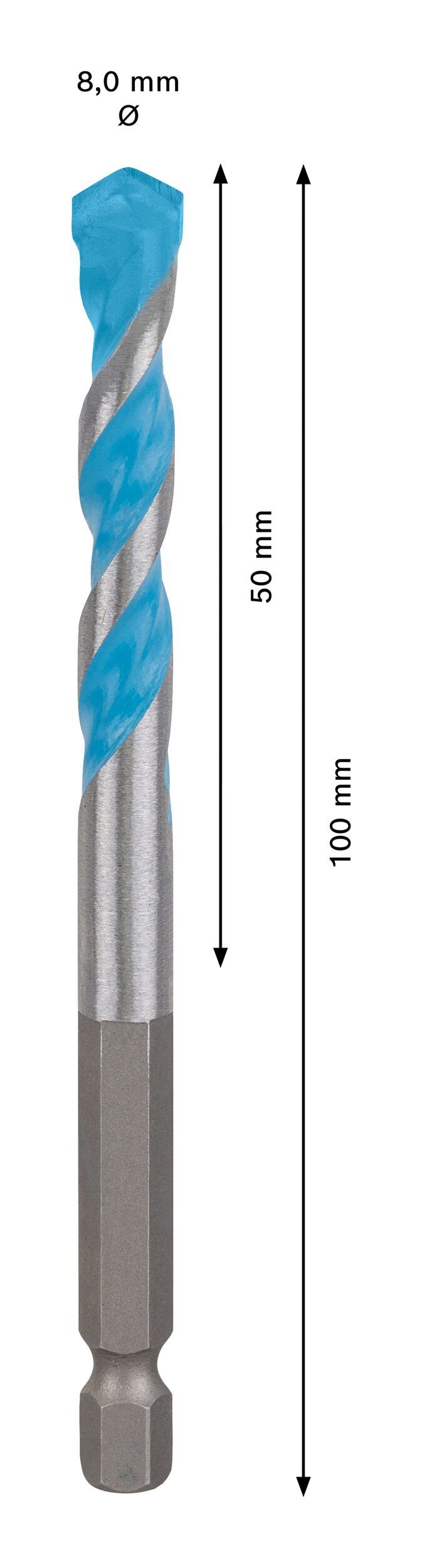 BOSCH Universalbohrer Expert HEX-9 MultiConstruction, Expert x 50 1er-Pack 100 x - 8 Construction HEX-9 Multi mm 