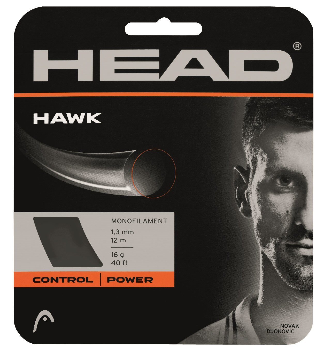 Head Tennissaite Hawk (Haltbarkeit+Power) schwarz 12m Set, Saitendicke: 1.25
