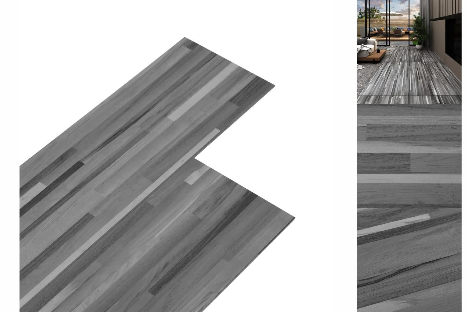 vidaXL Ламинат PVC-Laminat-Dielen 5,02 m² 2 mm Selbstklebend Gestreift Grau Vinylbode