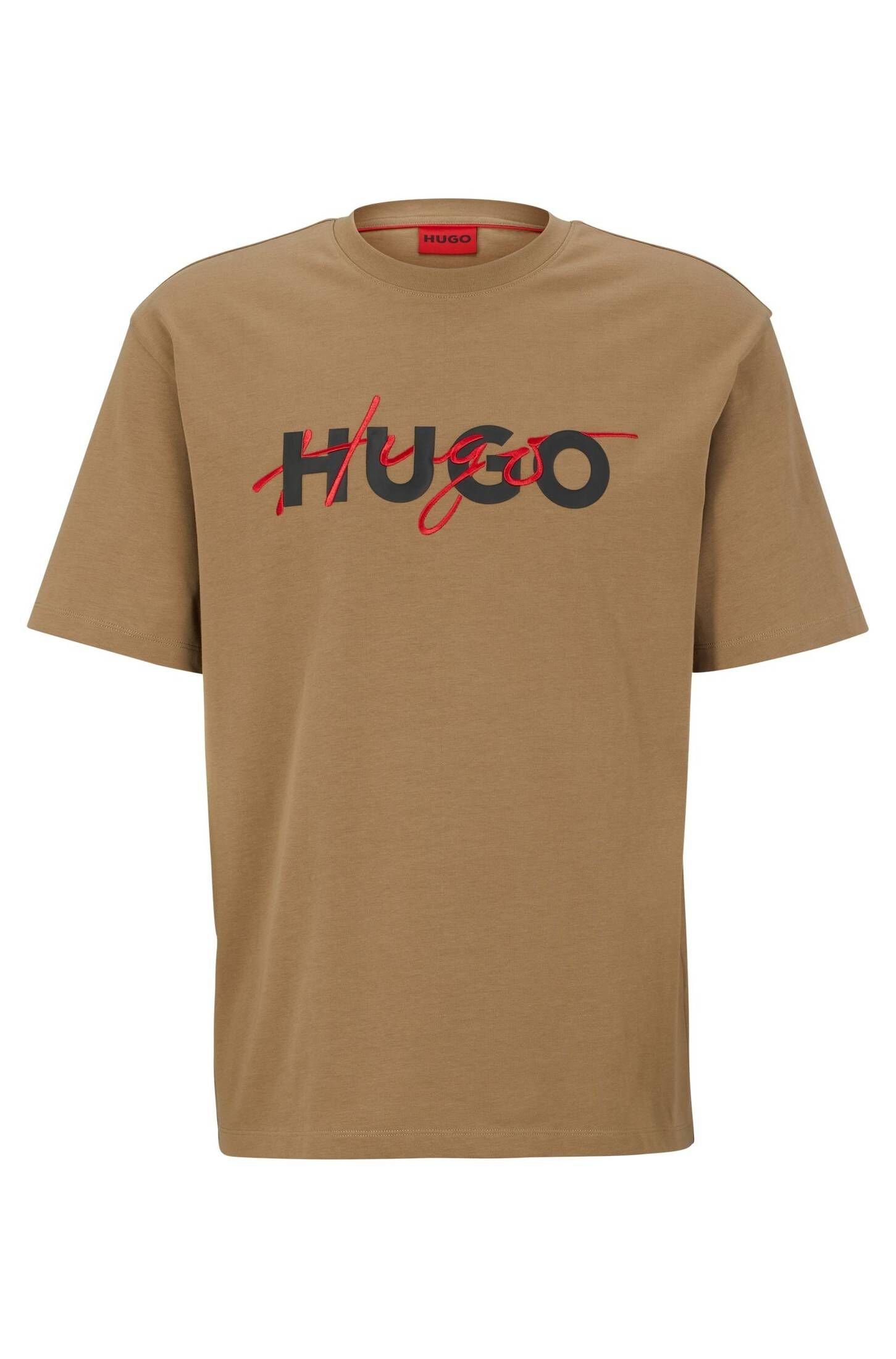 Herren (25) HUGO (1-tlg) T-Shirt T-Shirt DAKAISHI braun