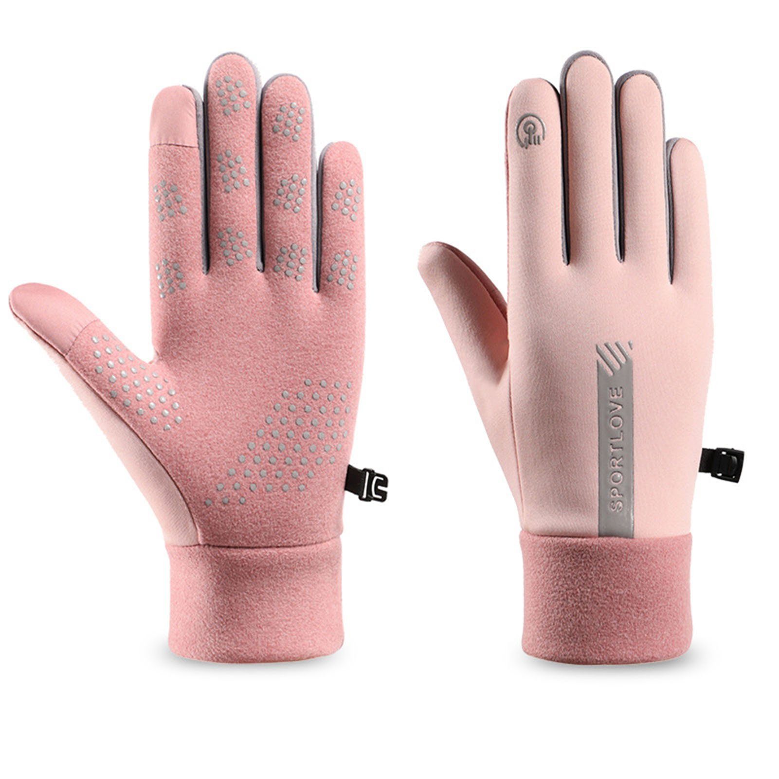 Blusmart Fahrradhandschuhe Sport-Touchscreen-Wärmehandschuhe, Winddichte Thermo-Sporthandschuhe pink girl