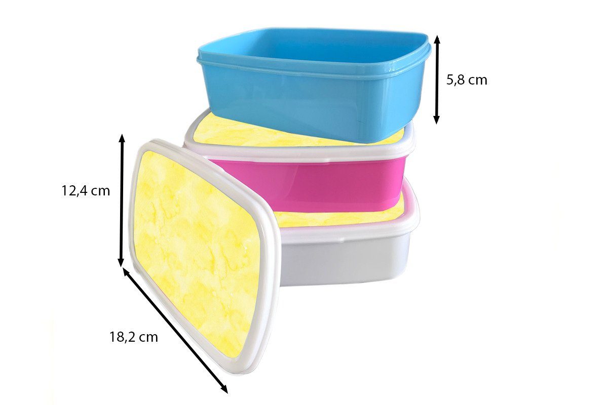 Erwachsene, - Brotbox für Marmor, Mädchen, Kunststoff Kunststoff, Snackbox, Lunchbox Gelb (2-tlg), - - Kinder, Aquarell Muster rosa MuchoWow Brotdose