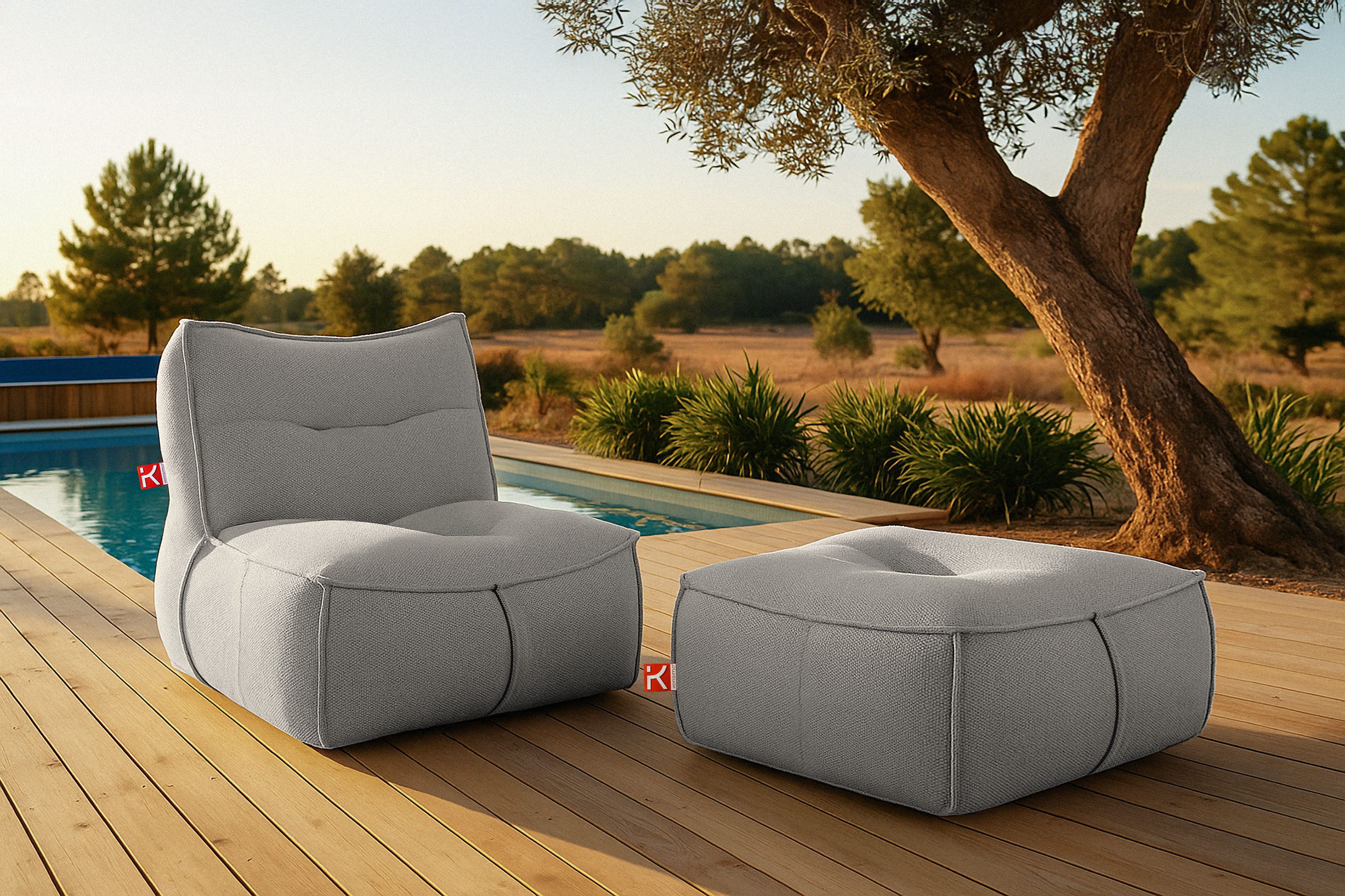 KONSIMO® Gartenlounge-Set LOVIA Gartensessel mit Hocker, günstig online kaufen