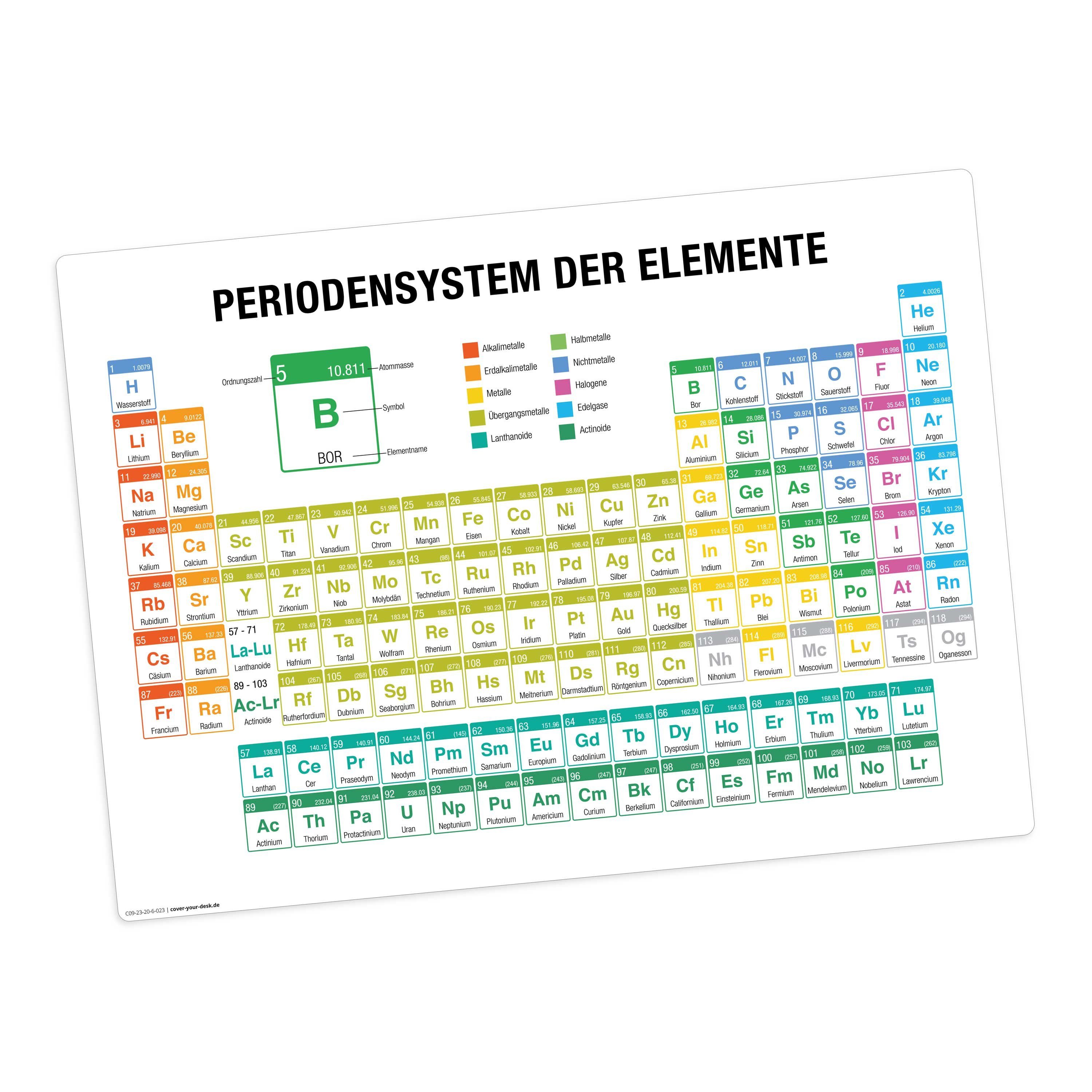 Platzset, Tischset, Platzset abwaschbar - Periodensystem der Elemente, Tischsetmacher, (aus erstklassigem Vinyl, 1-St., 44 x 32 cm / bunt), Made in Germany