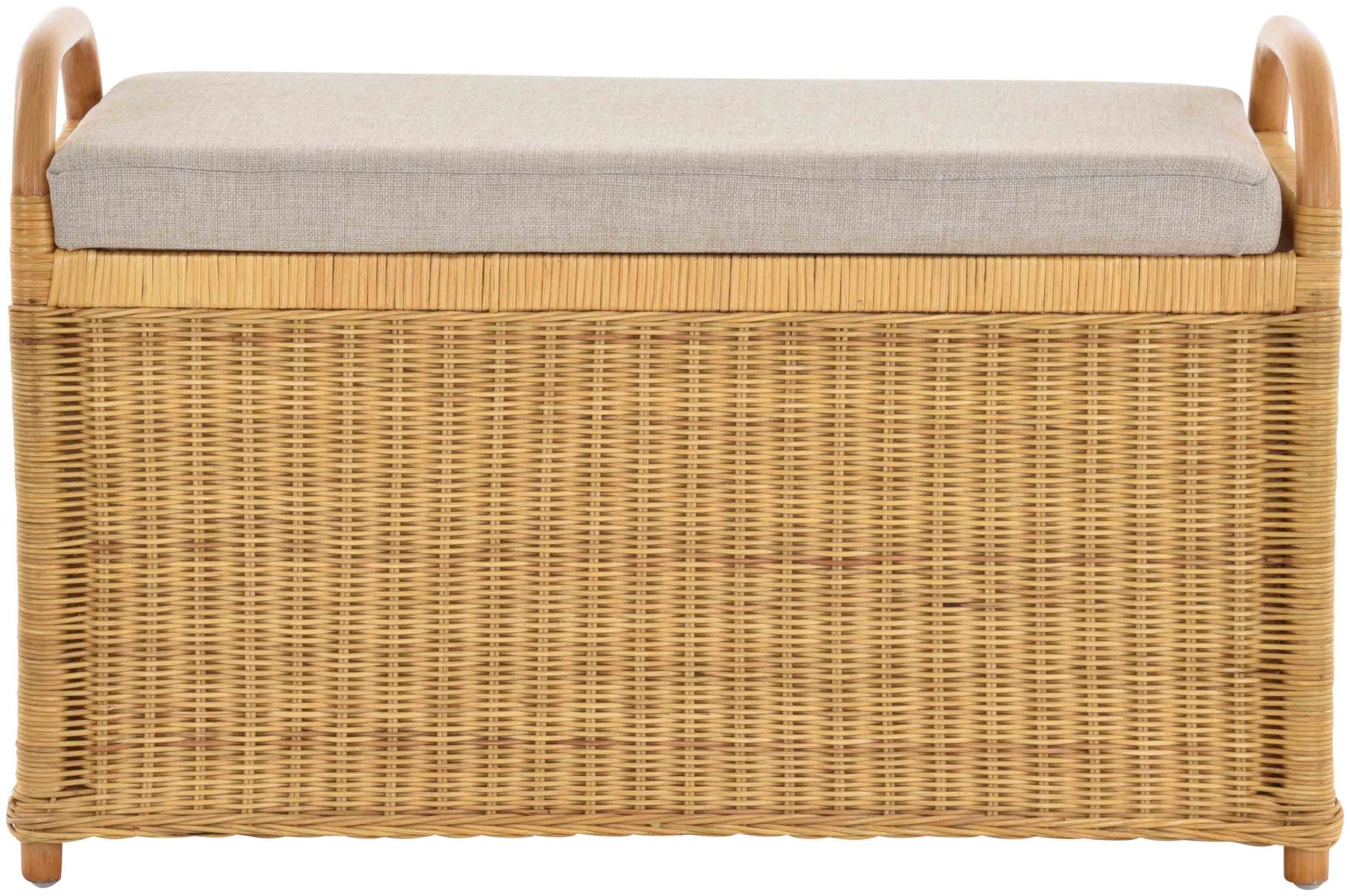 Krines Home Sitzbank Rattan Bank Sitzbank Sitzhocker mit Stauraum gepolstert Wäschetruhe 80, gepolsterter Deckel