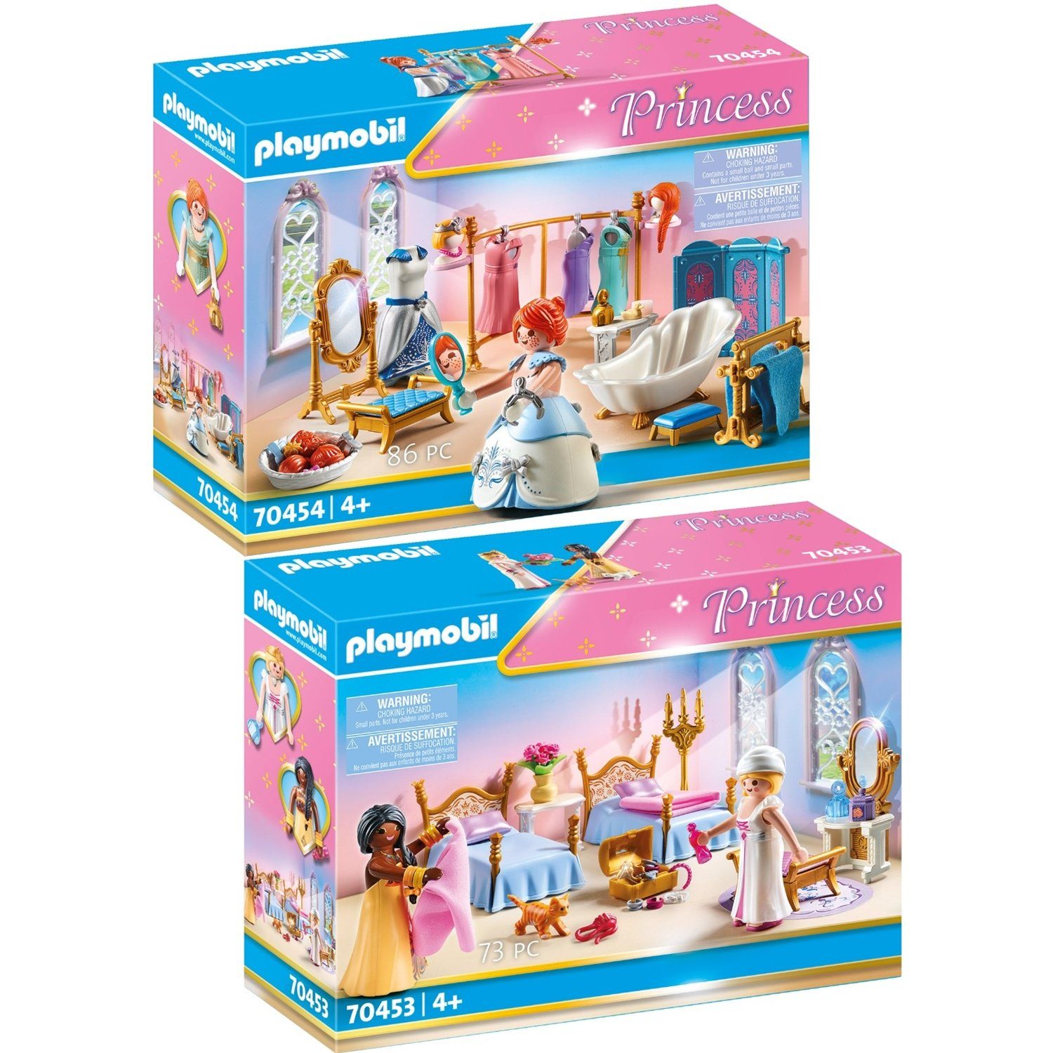 Playmobil® Spielbausteine »70453 70454 Princess 2er Set Schlafsaal +  Ankleidezimmer mit«
