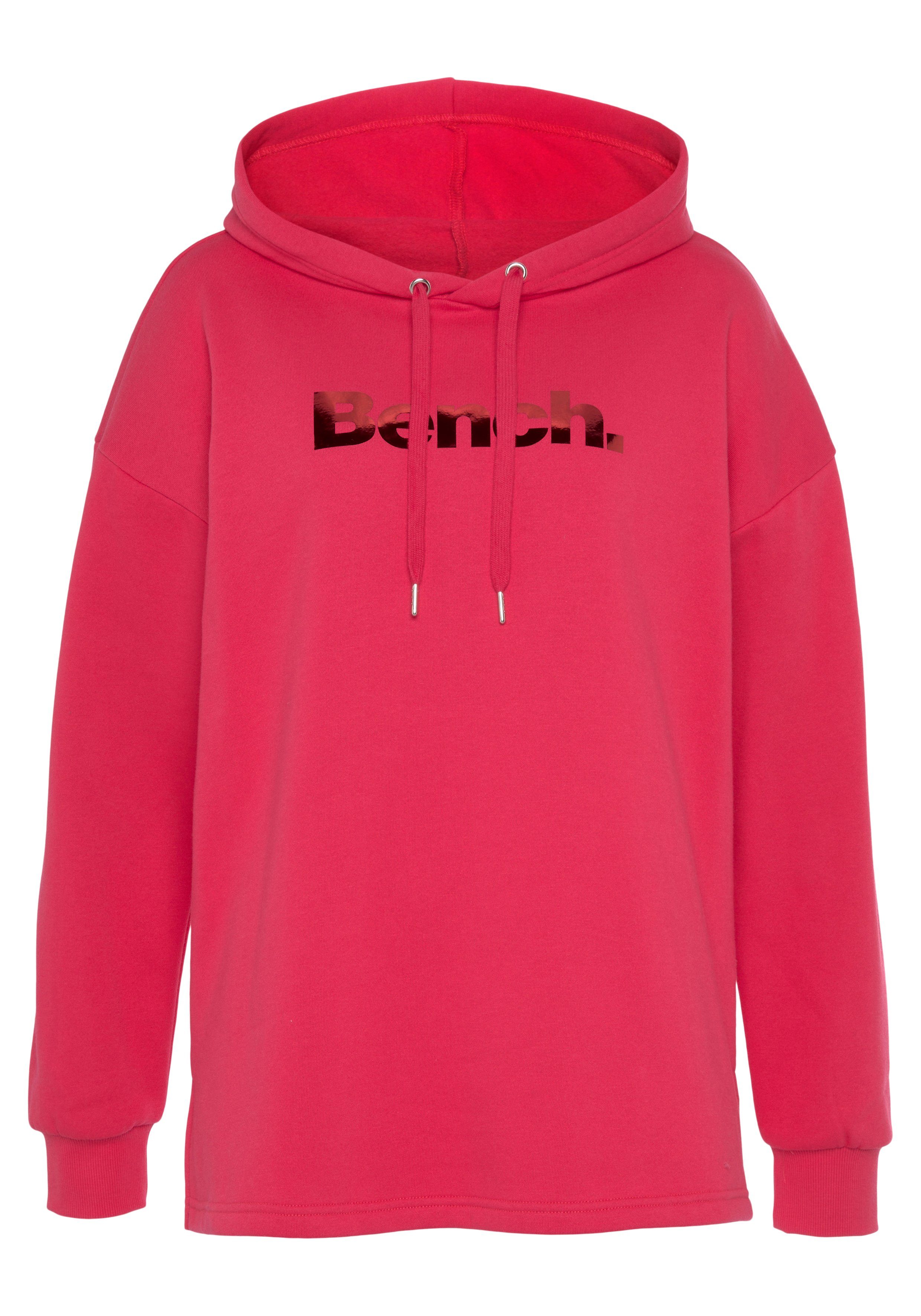 Loungewear glänzendem -Kapuzensweatshirt Bench. mit Loungeanzug pink Logodruck, Hoodie Loungewear,