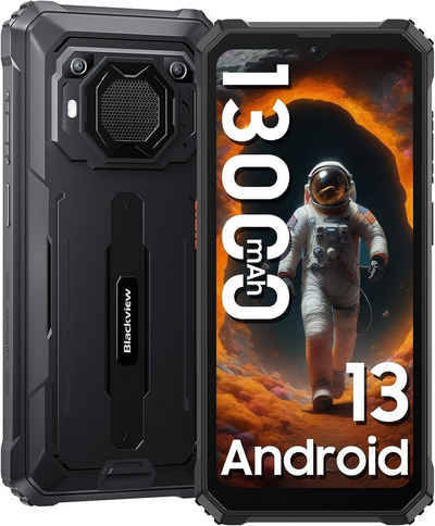 blackview BV6200Pro Schwarz Rugged Smartphone, Outdoorhandy mit 8 GB RAM Handy (16,66 cm/6,56 Zoll, 8 GB Speicherplatz, 13 MP Kamera, 13000mAh Akku, Helio P35 Octa Core, 98dB Lautsprecher, Baustellenhandy)