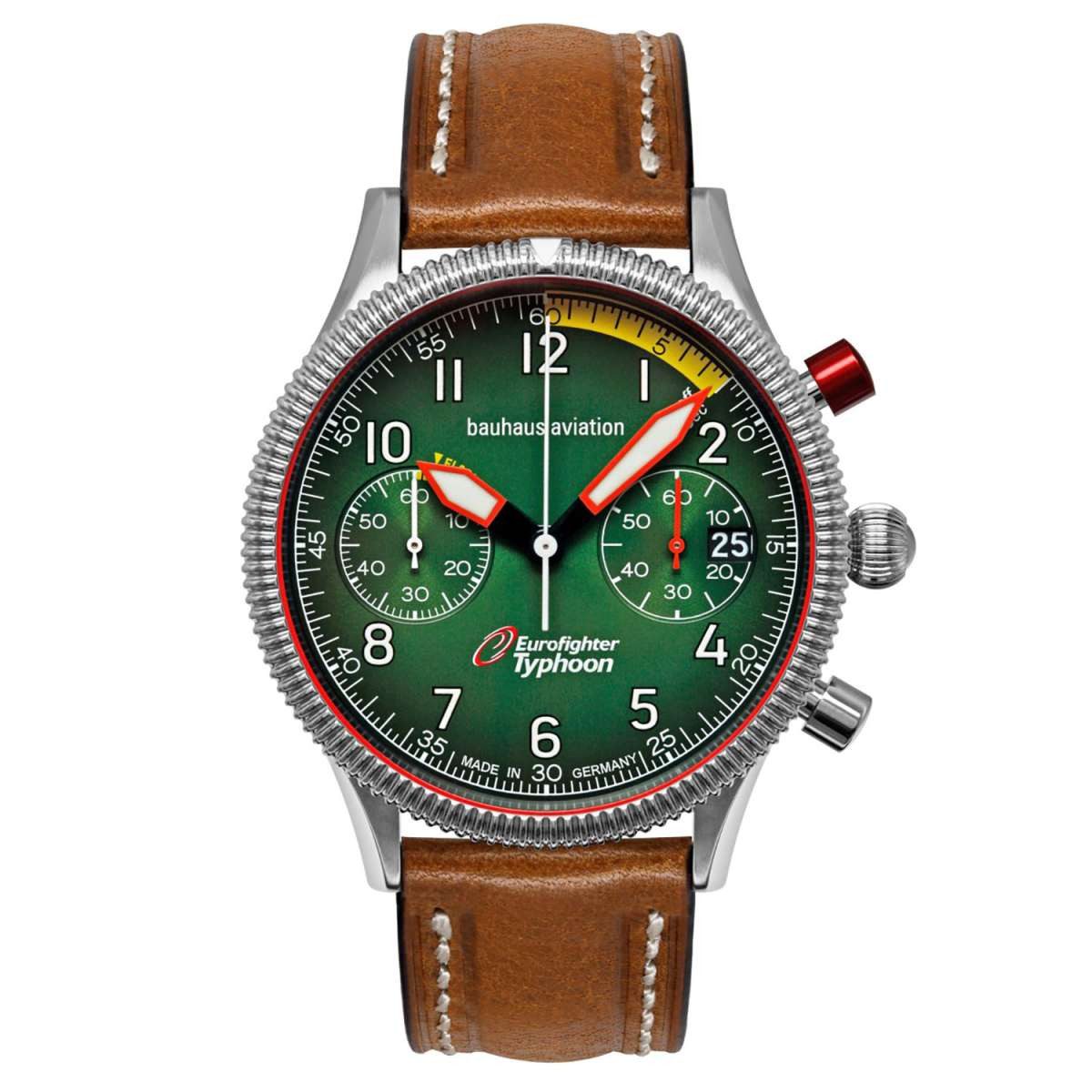 bauhaus Quarzuhr 2576-4, Herrenuhr Aviation Eurofighter Chronograph Braun/Grün