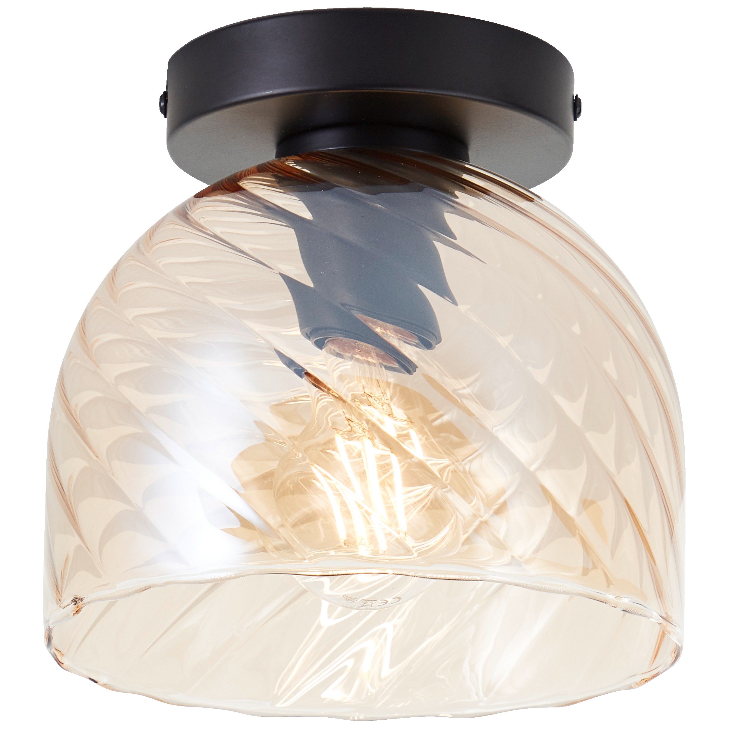 Lightbox Deckenleuchte, ohne Leuchtmittel, hochwertige Deckenlampe, Ø19cm, Glas, Amber-bernsteinfarben