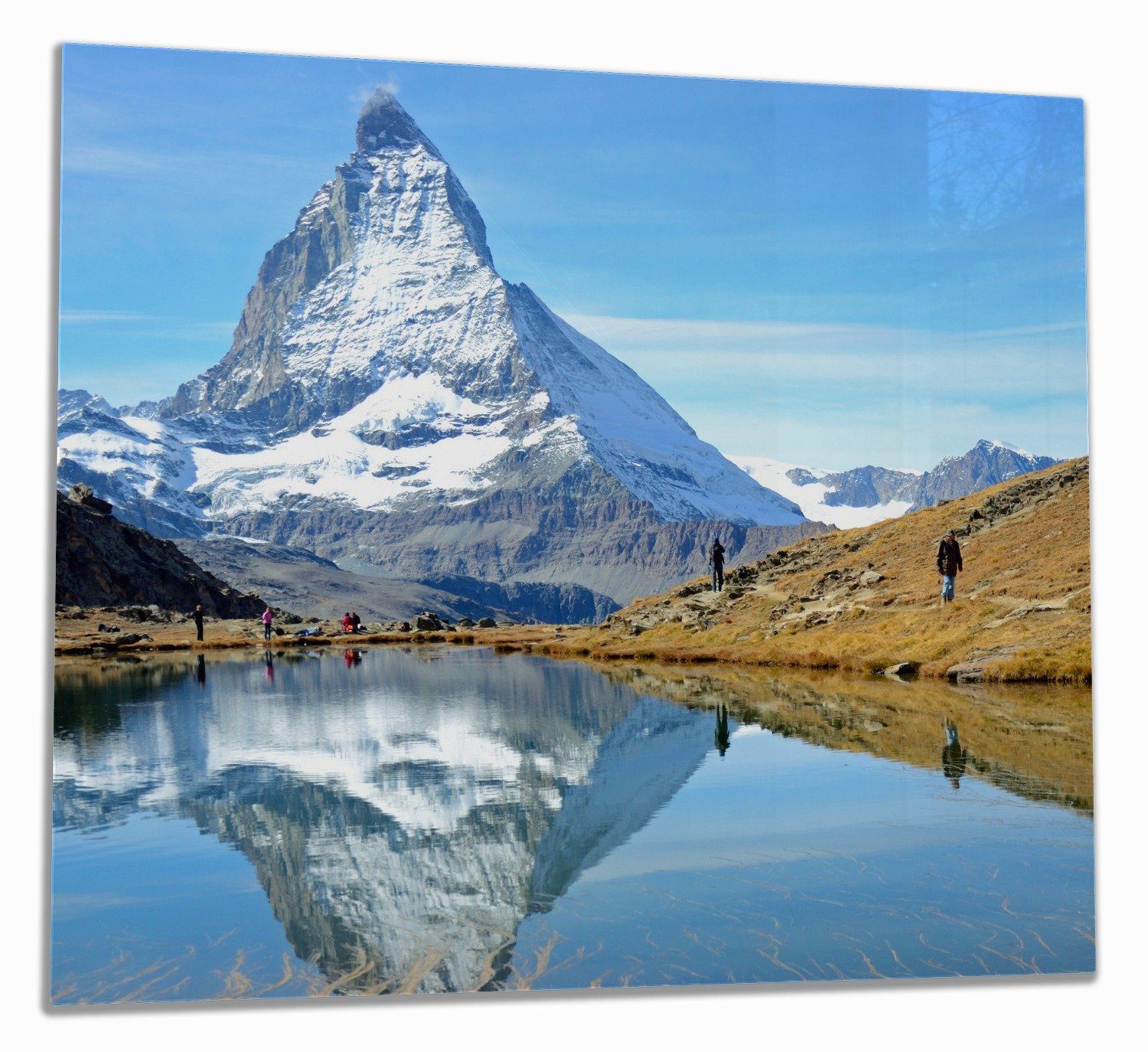 Wallario Herd-Abdeckplatte Matterhorn - Spiegelung im See, ESG-Sicherheitsglas, (Glasplatte, 1 tlg., inkl. 5mm Noppen), verschiedene Größen