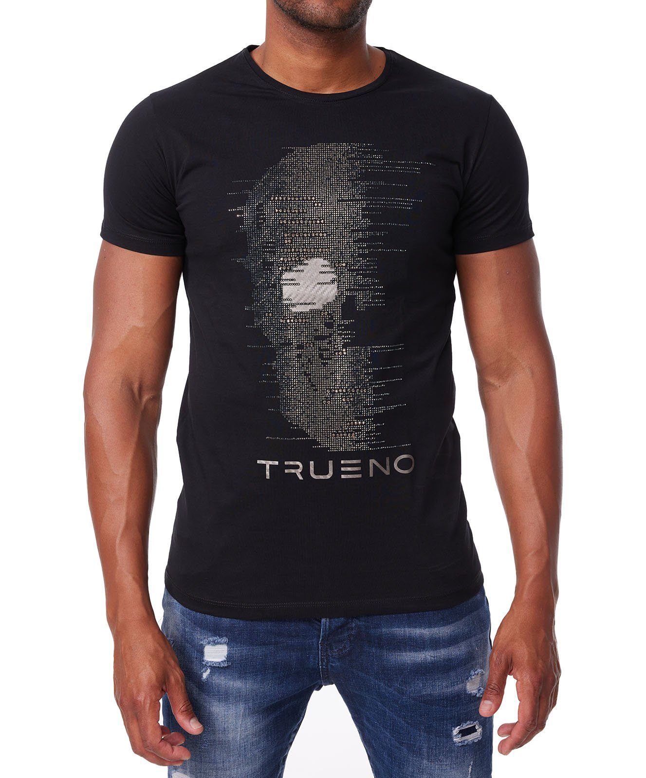 TRUENO T-Shirt mit Kurzarm Totenkopf TRUENO Strass T-Shirt von Herren