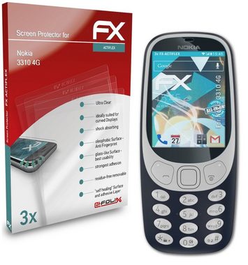 atFoliX Schutzfolie Displayschutzfolie für Nokia 3310 4G, (3 Folien), Ultraklar und flexibel