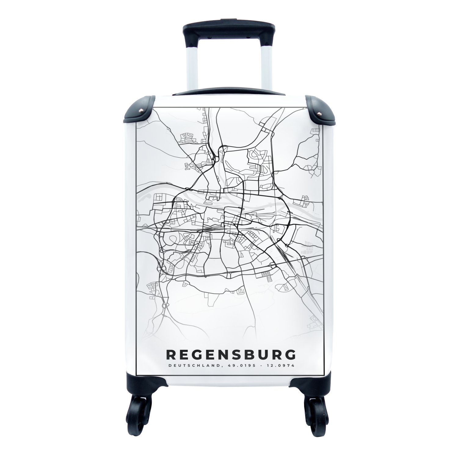 - Wegbeschreibung, Regensburg 4 Reisetasche Rollen, Handgepäck Karte für - MuchoWow rollen, - Stadtplan Handgepäckkoffer Trolley, Reisekoffer Ferien, mit