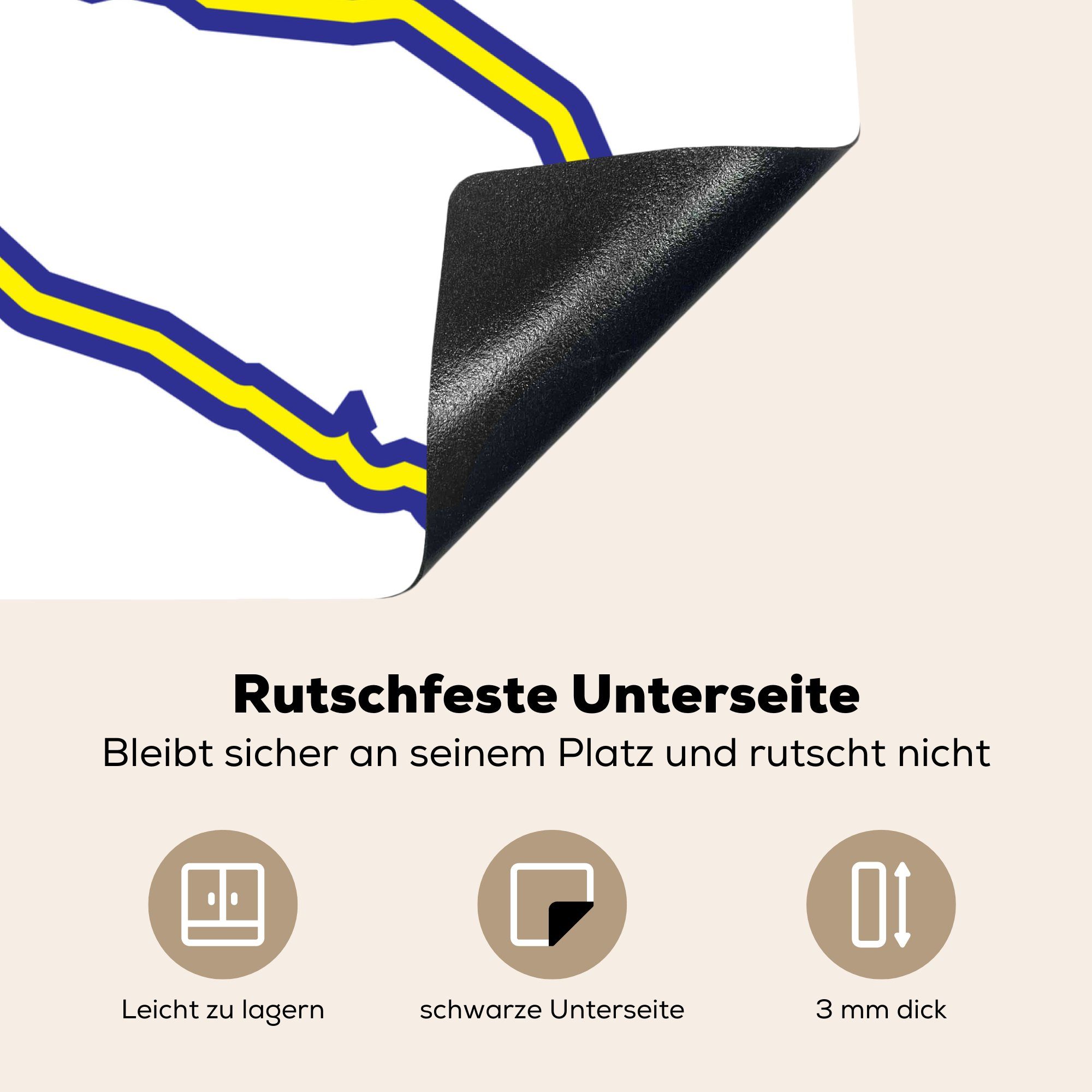 MuchoWow Herdblende-/Abdeckplatte Eine Illustration von Ceranfeldabdeckung der Farben cm, in Curaçao Flagge, 60x52 tlg), den (1 Mobile nutzbar, Arbeitsfläche Vinyl
