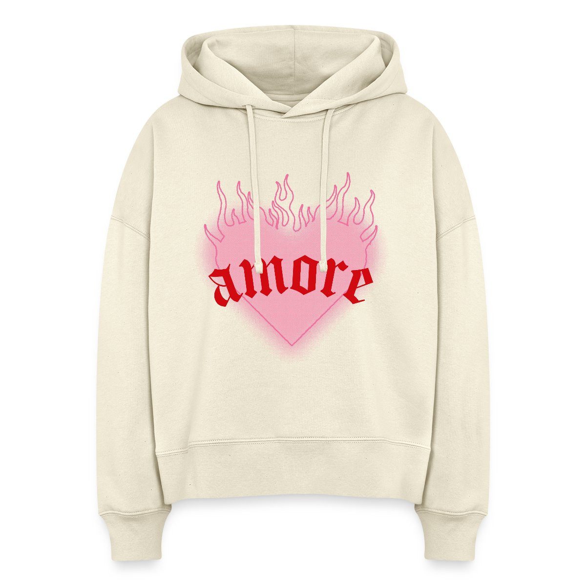 Spreadshirt Hoodie Amore Festival Y2K Herz Mit Flammen Frauen Boxy Organic Hoodie (1-tlg)