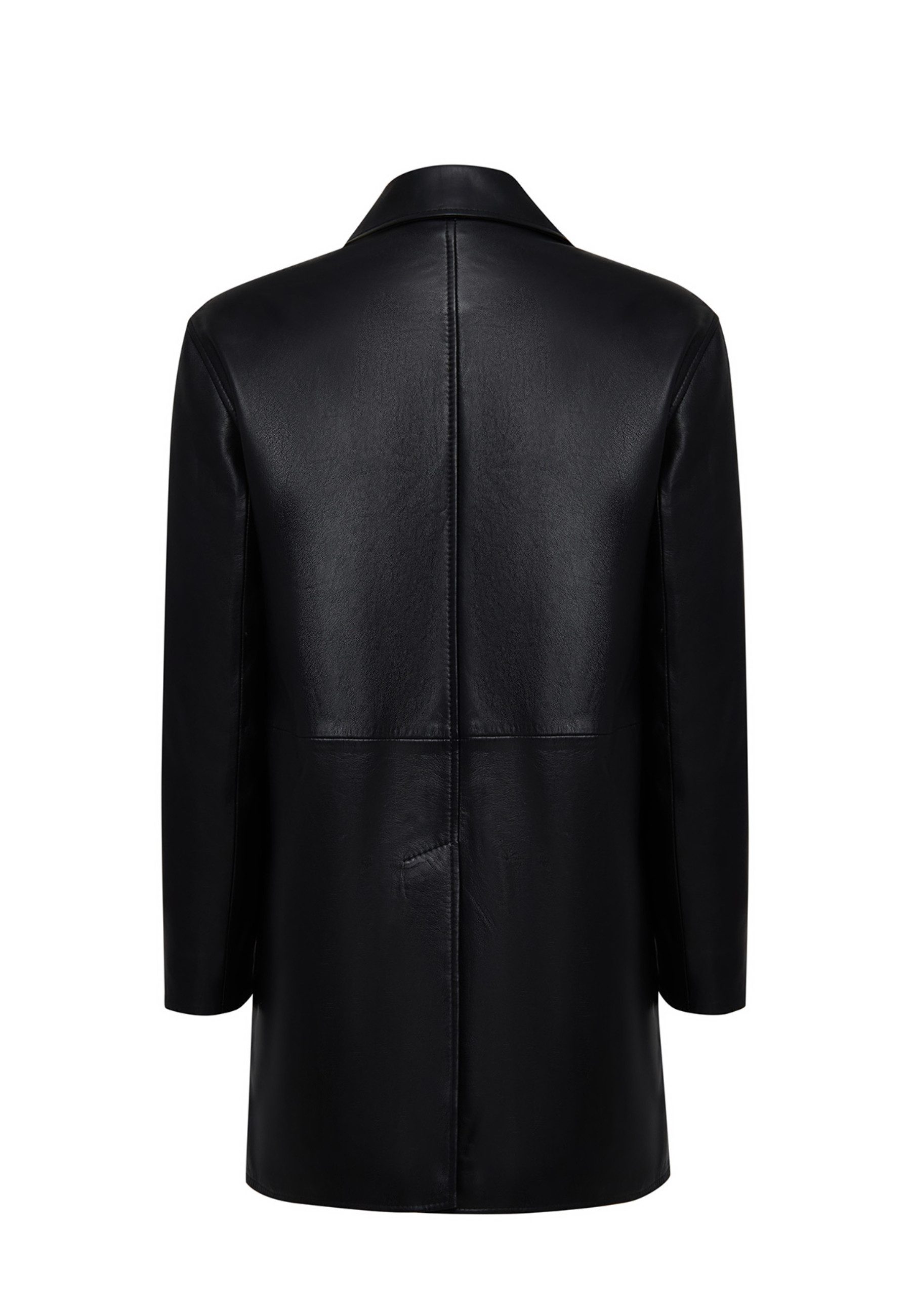 Derimod Lederjacke Emma Strukturierter Ledermantel Regular Fit, Knopfverschluss, Reverskragen, Knielang, Textilfutter