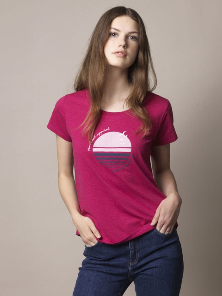 Sea Ranch T-Shirt Aia Damen Kurzarm-Shirt Brustprint Maritim - Sommershirt Freizeitshirt A-Linien-Schnitt, Single-Jersey Baumwolle, Atmungsaktiv, Rundhals