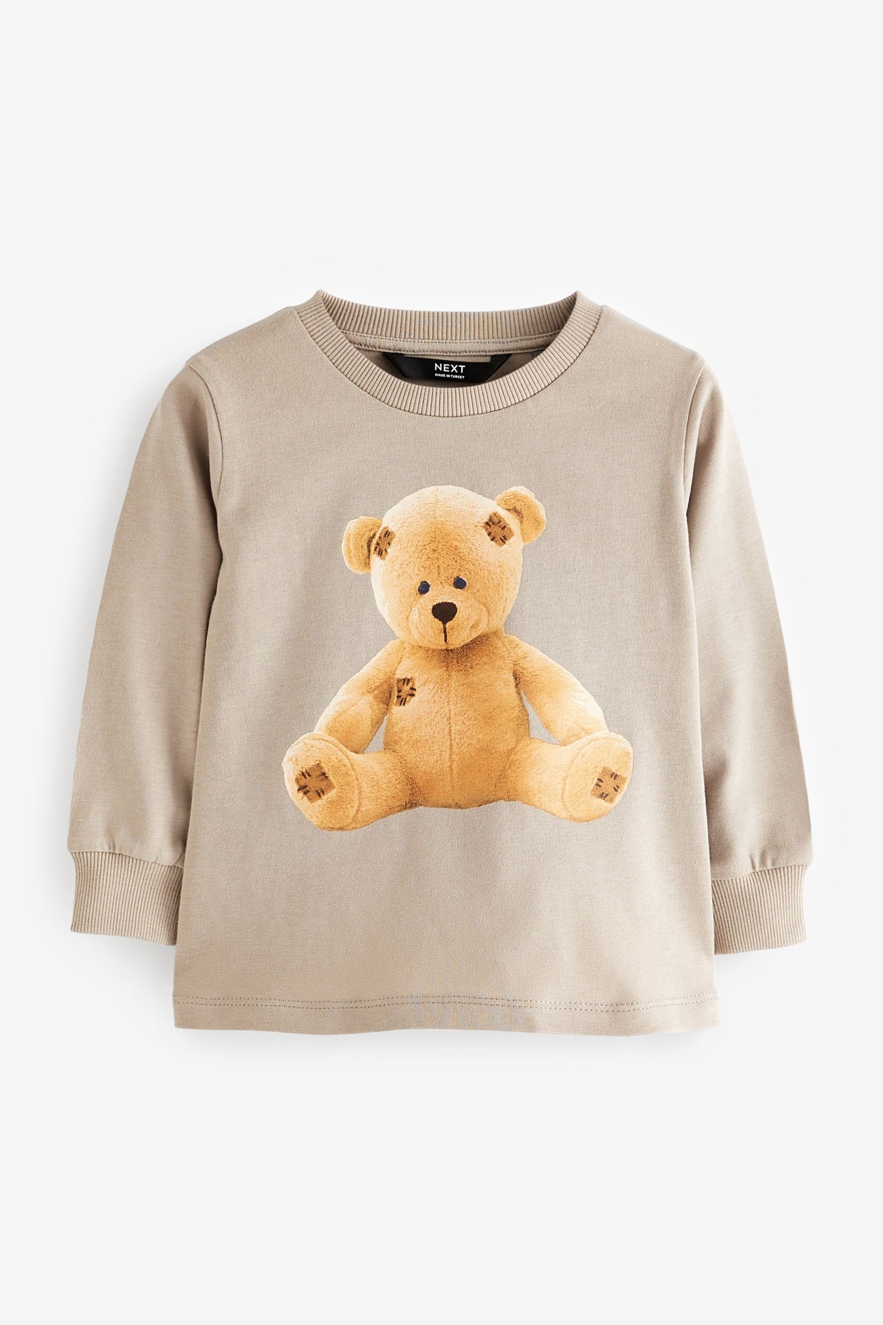 Next Langarmshirt Langärmeliges T-Shirt mit Motiv (1-tlg) Stone Brown Bear