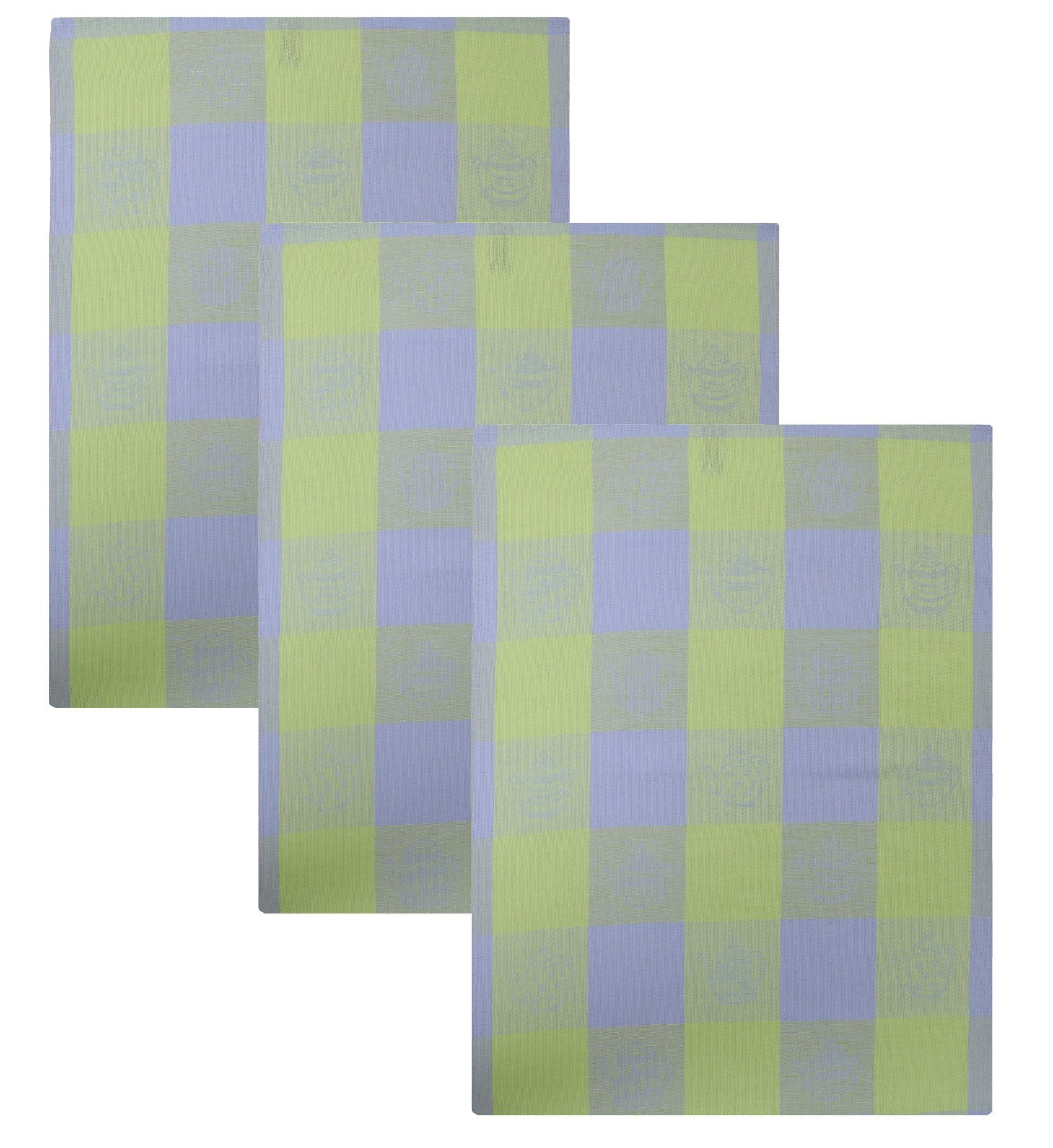 Betz Geschirrtuch 3 Stk. Halbleinen Geschirrtücher TEEKANNEN 50×70 cm Farbe: grün, (3-tlg), 3 Stück Halbleinen Geschirrtücher