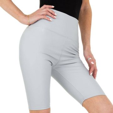 Ital-Design Shorts Damen Sport Hotpants Stretch High Waist Shorts in Hellgrau