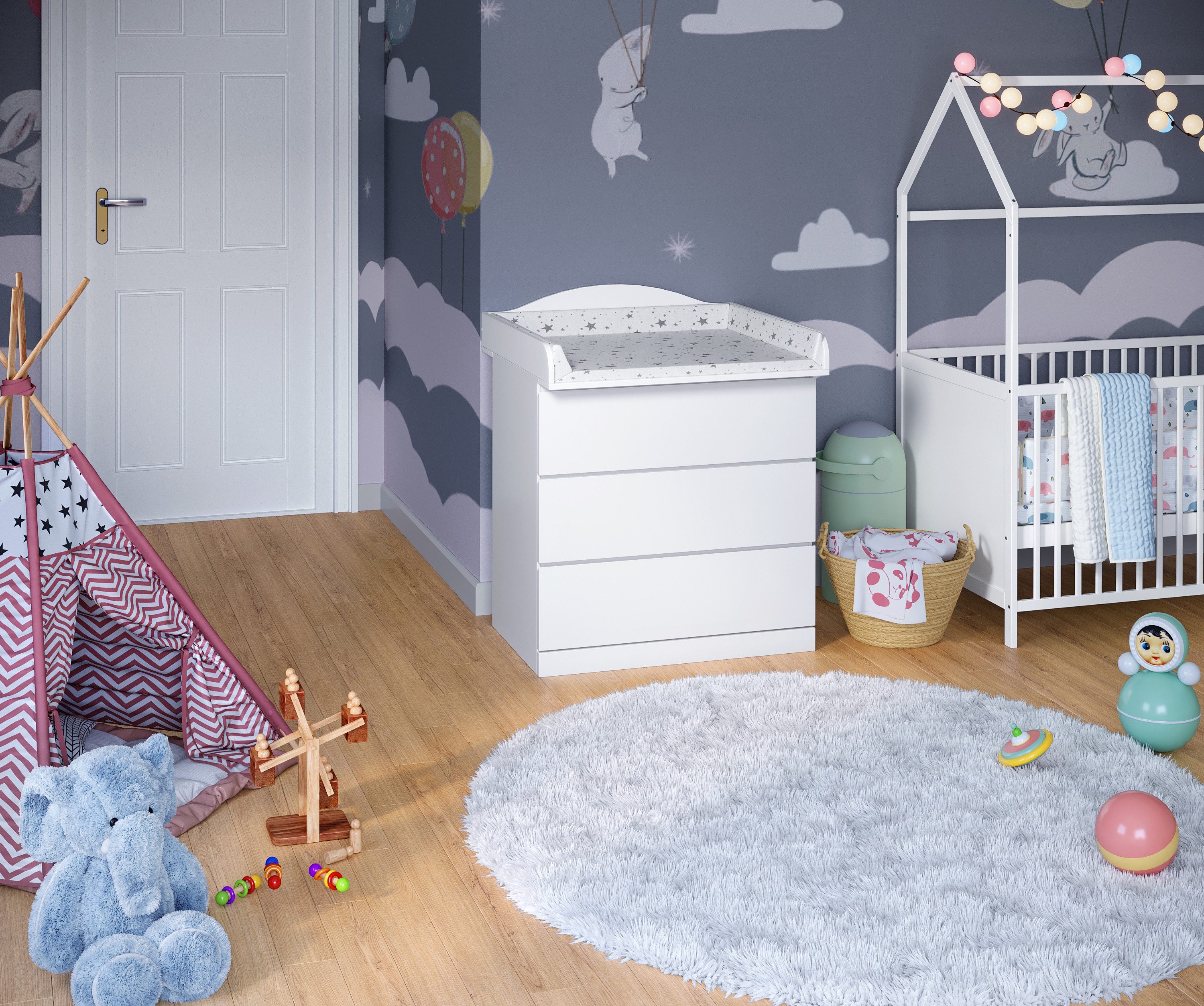 Bellabino Wickelaufsatz Oti, wellig, für IKEA Kommode Malm, Hemnes, Nordli