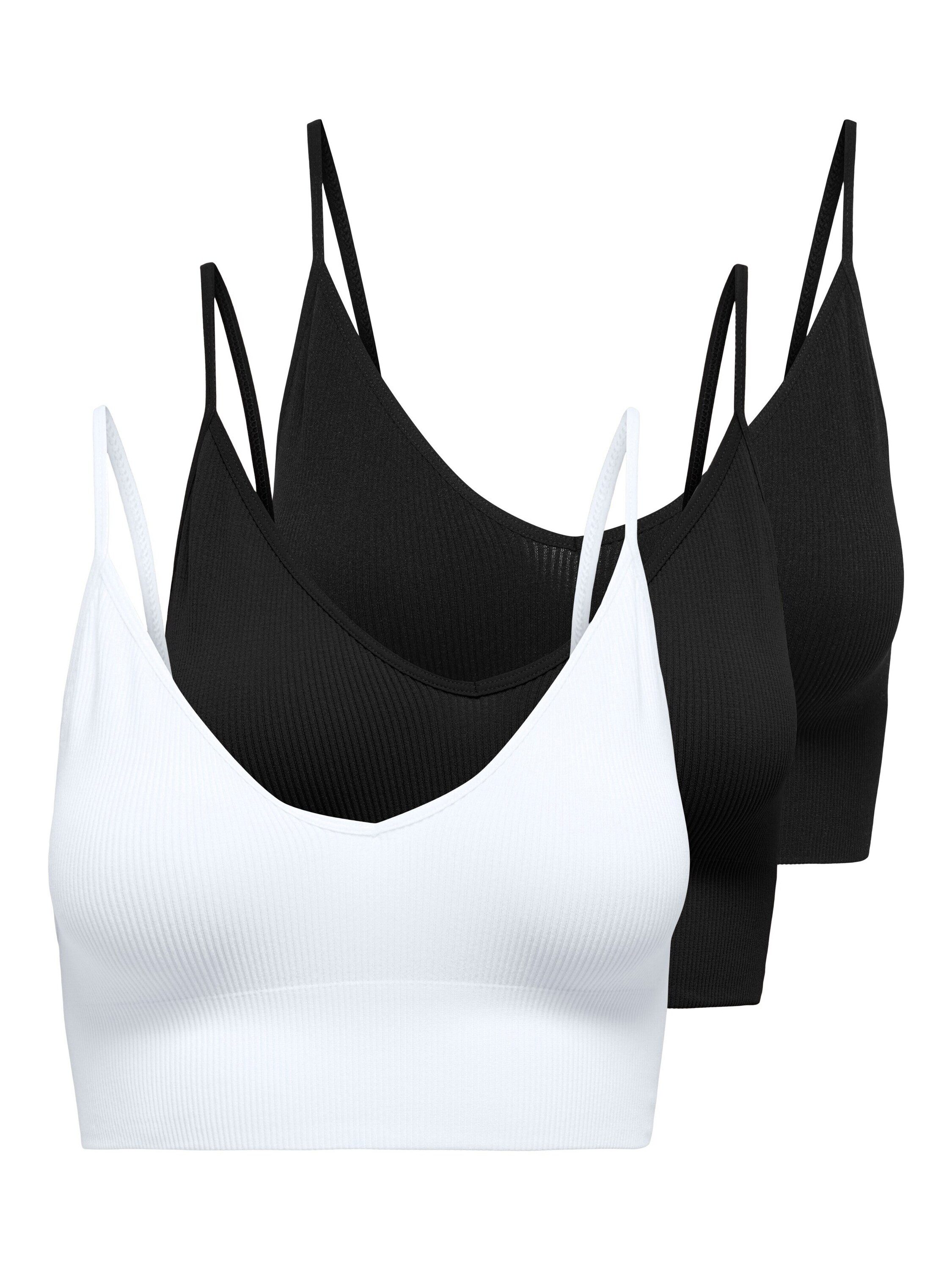 Bustier ONLVICKY RIB S-L V-NECK 3-PACK TOP NOOS