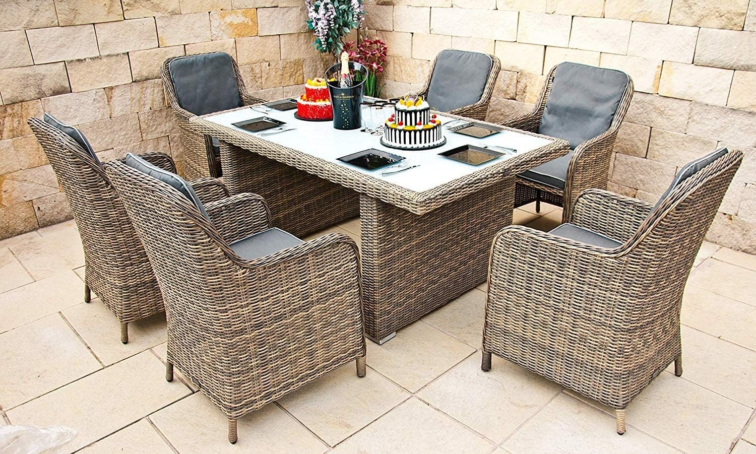 Ragnarök Möbel-Design Garten-Essgruppe Esstisch Set Kingchair, günstig online kaufen