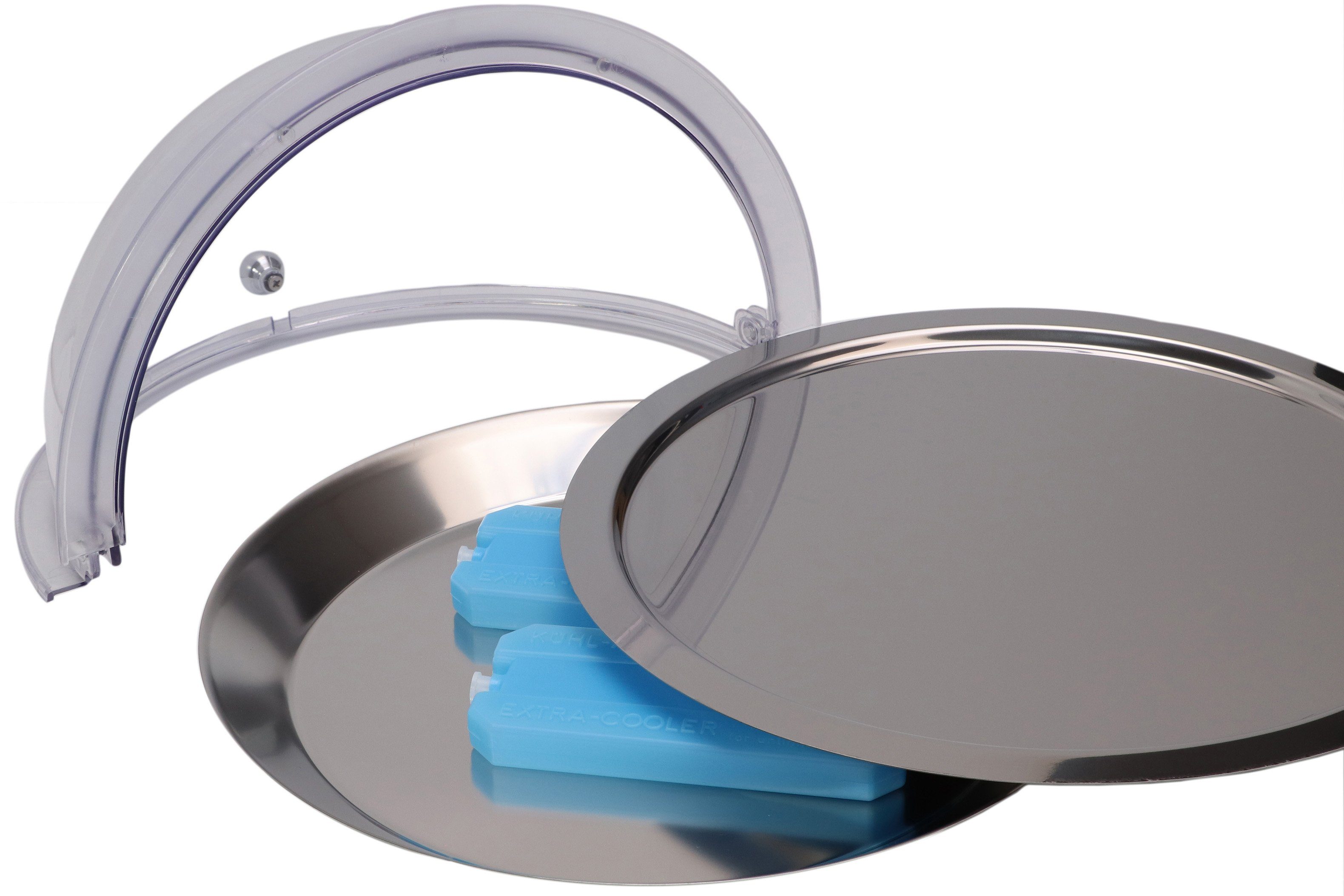 APS Servierplatte Thermo-Set, Edelstahl, Kunststoff, einfache Handhabung und dezentes Design, 6 Stunden Kühlzeit, Ø 38 cm