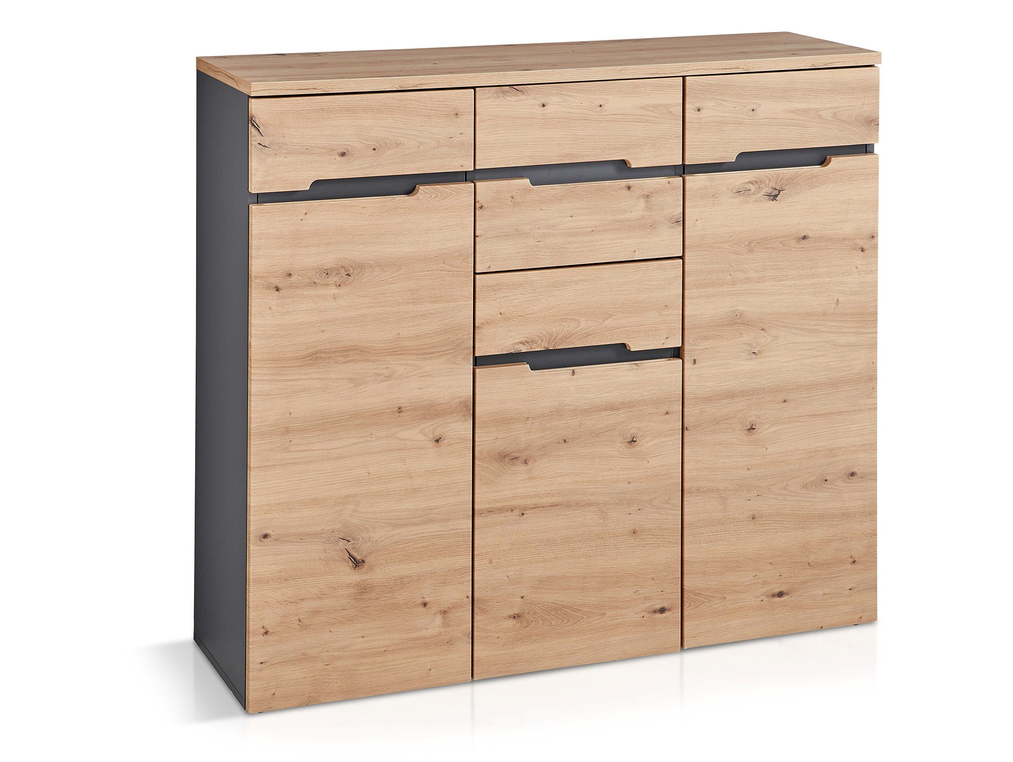 Moebel-Eins Kommode, MAILAND Kommode II, Material MDF, Artisan eichefarbig