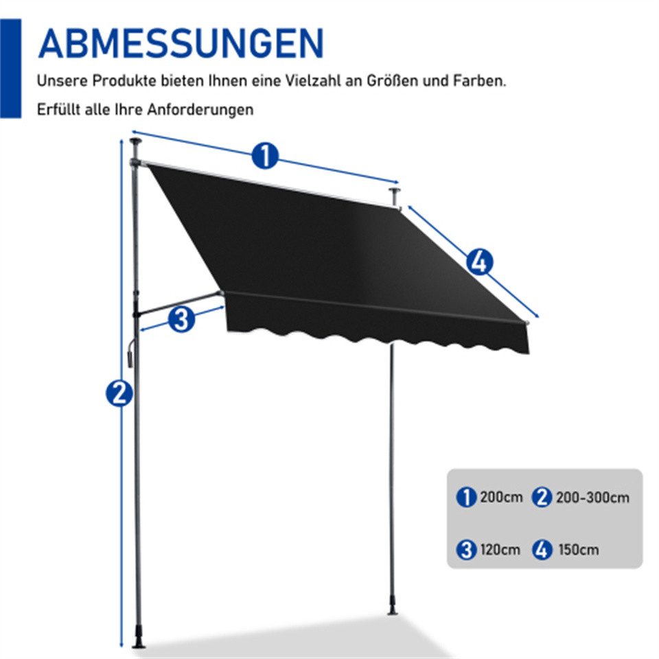 VINGLI Klemmmarkise ohne Bohren Sonnenschutz, Wasserdicht, günstig online kaufen